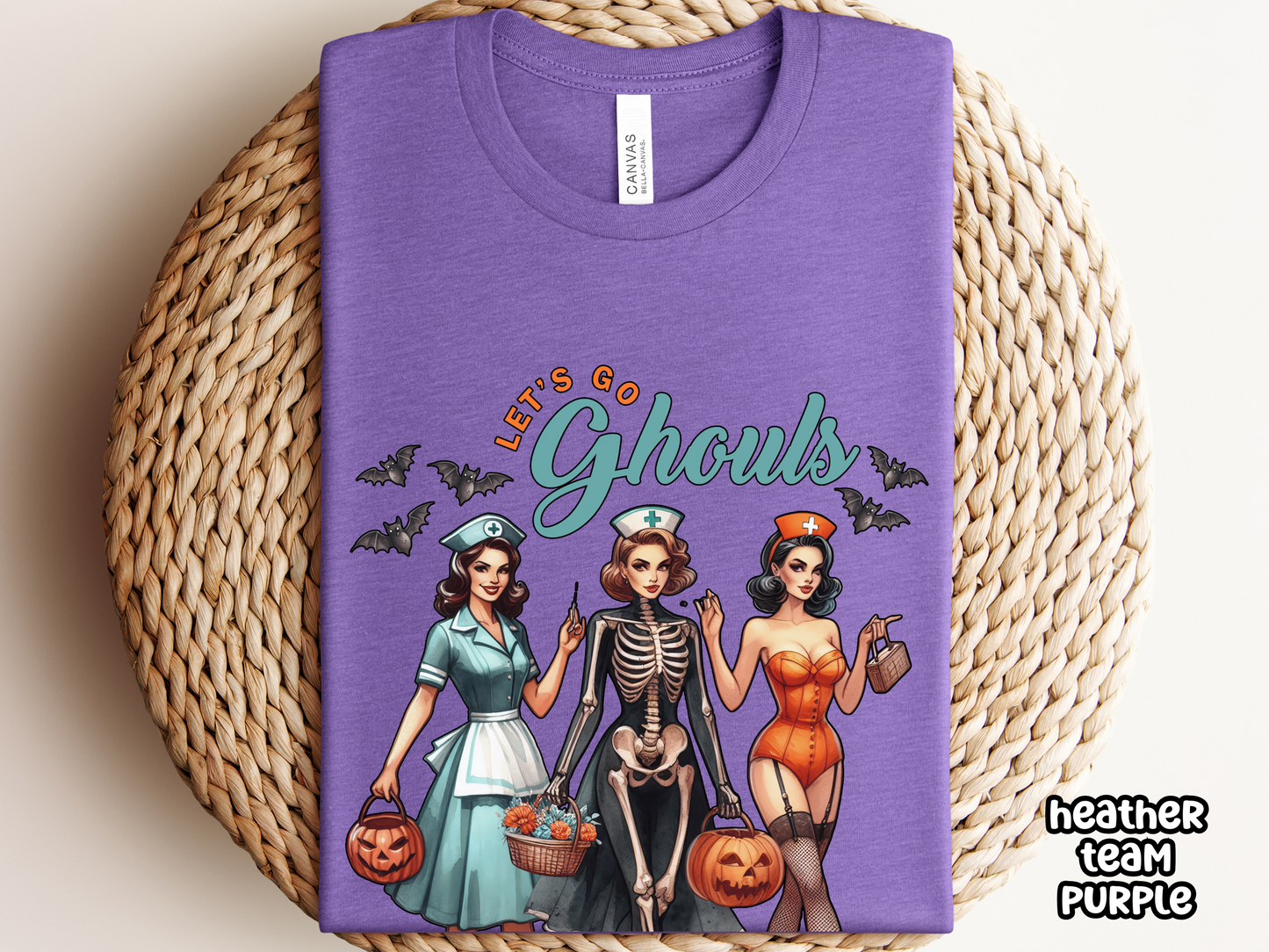 Let's Go Ghouls Nursing Pinup Halloween Tee