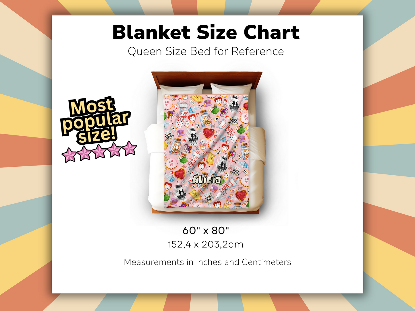 Alice Wonderland Sweets Custom Name Ultra-Soft Throw Blanket | In Pink