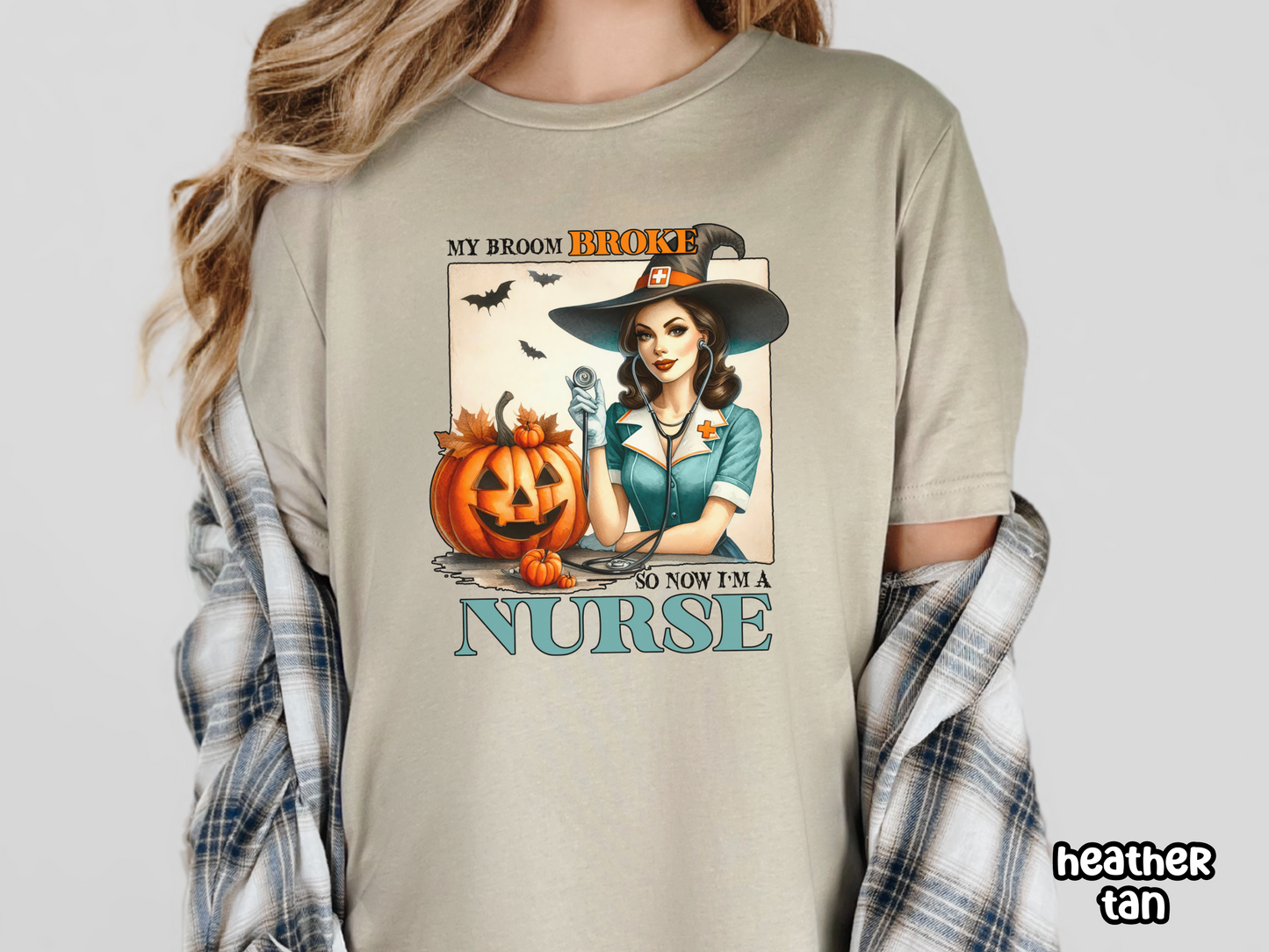 My Broom Broke Witchy Nurses Halloween Tee