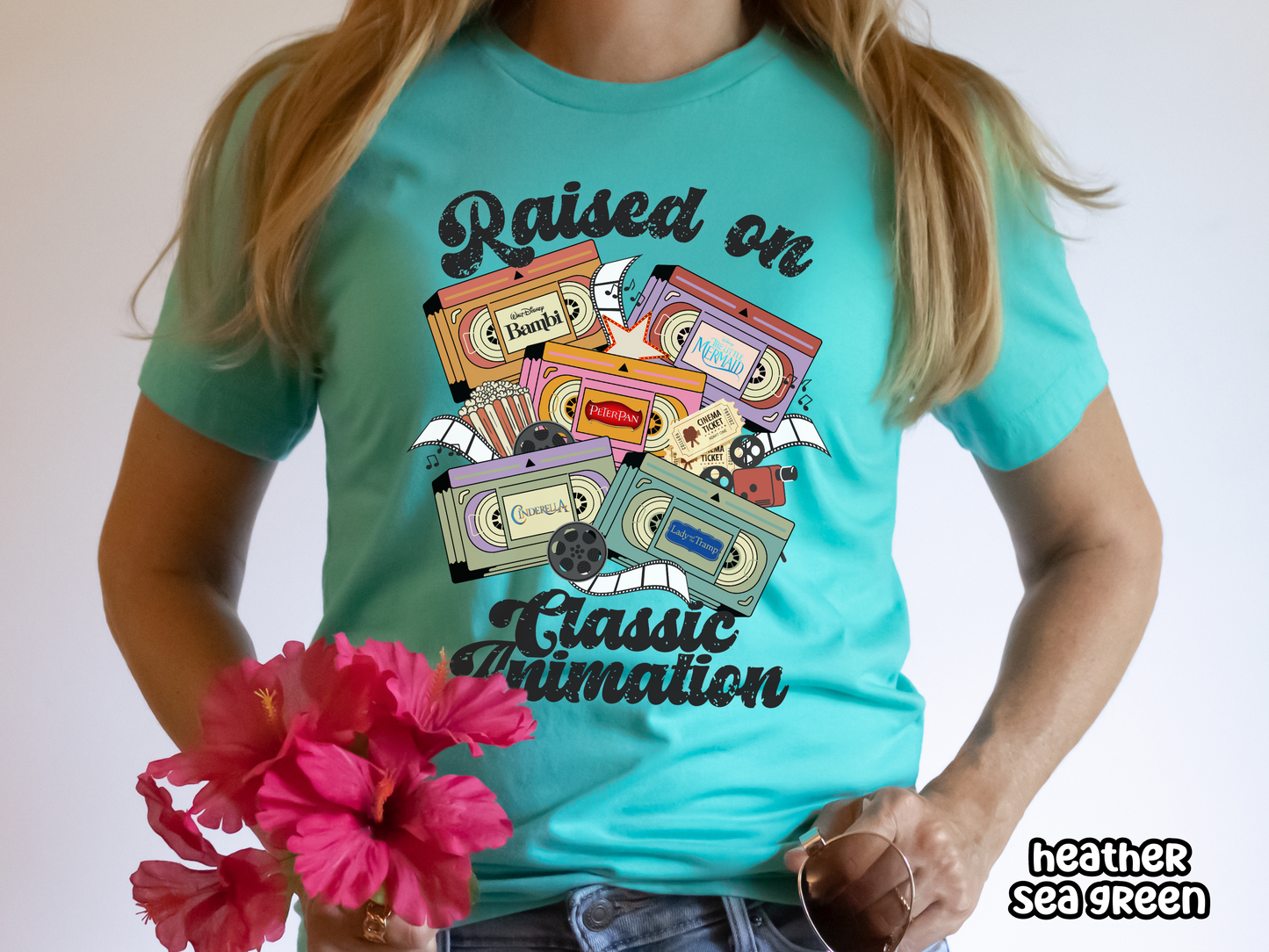 Classic Animated Movies Raised on Animation Films VHS Tape Custom Movie Tee