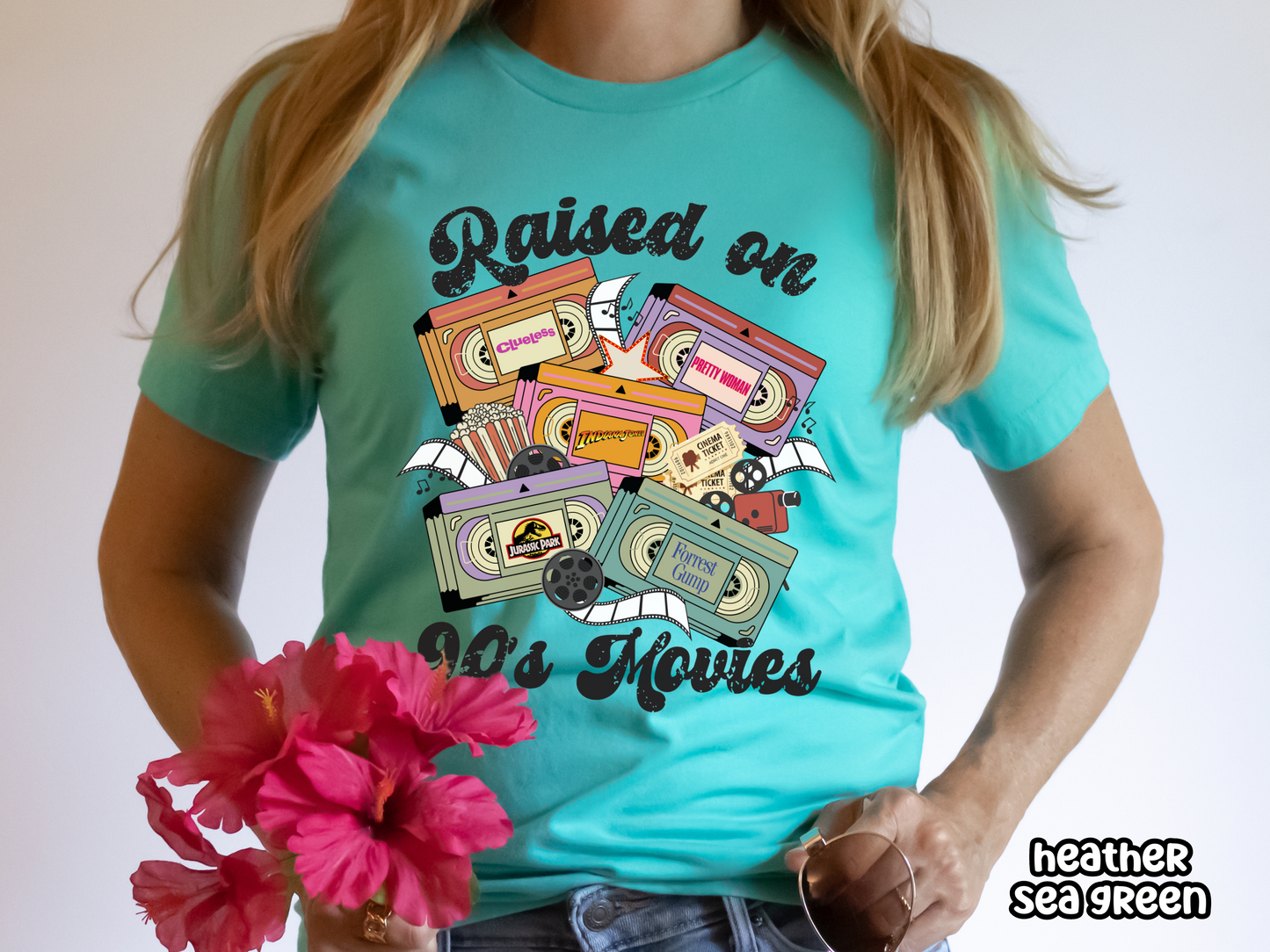 90s Movies Raised on 90s Films VHS Tape Custom Movie Tee