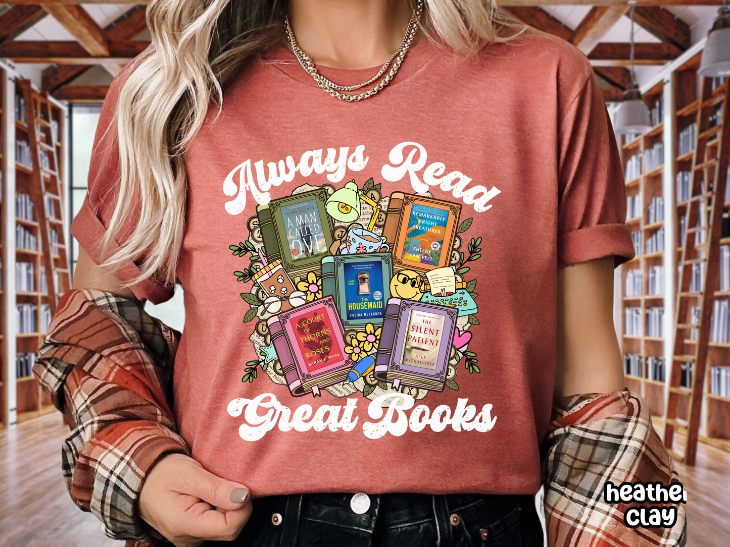 Always Read Great Books Custom Book Cover Bookish Shirt