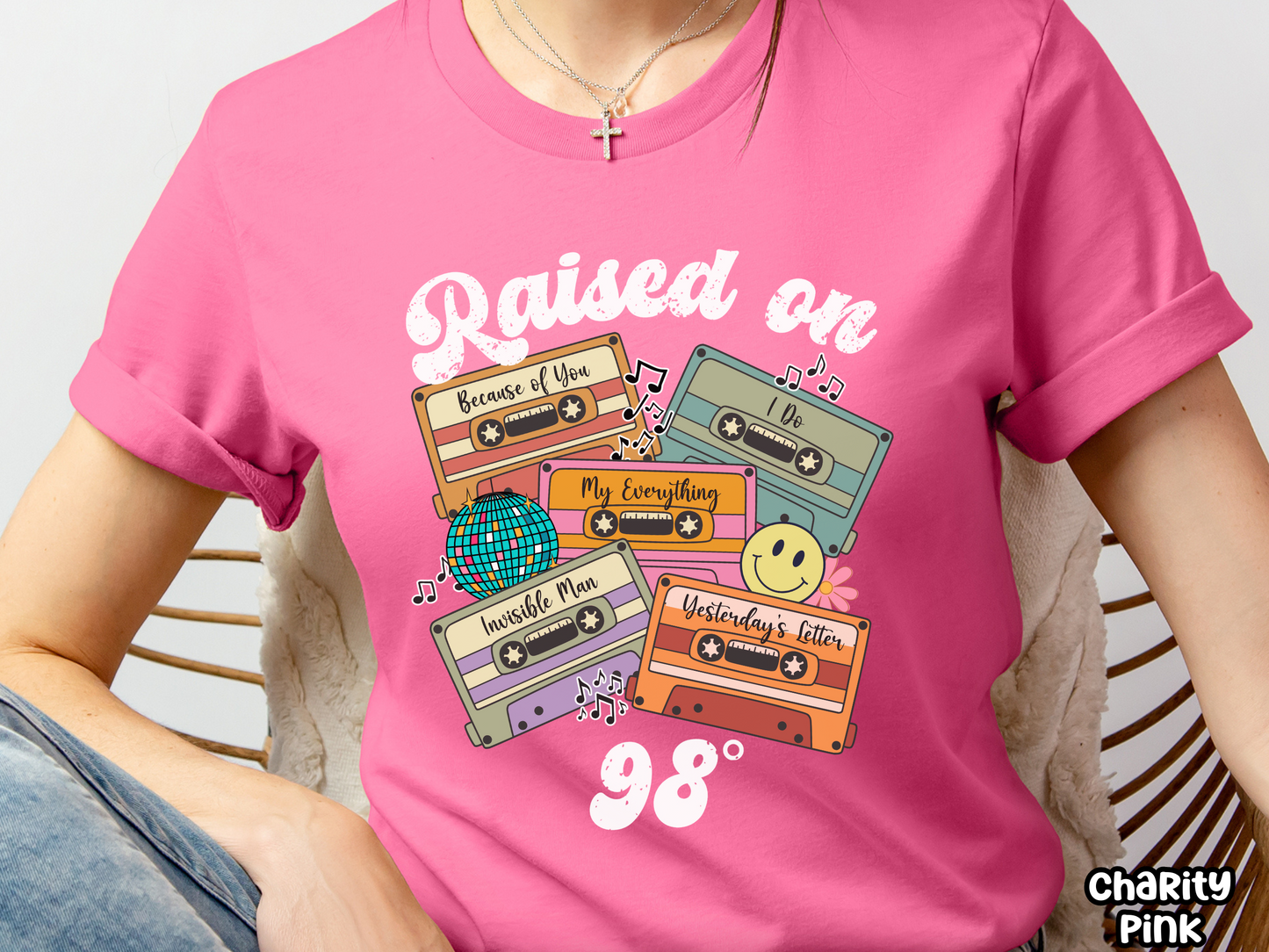 98 Degrees Raised on Boy Bands Pop Retro Cassette Tape Fully Custom Music Shirt