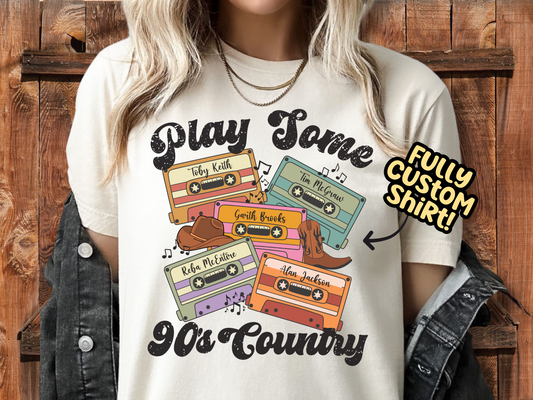 Play Some 90s Country Retro Cassette Tape Fully Custom Music Shirt