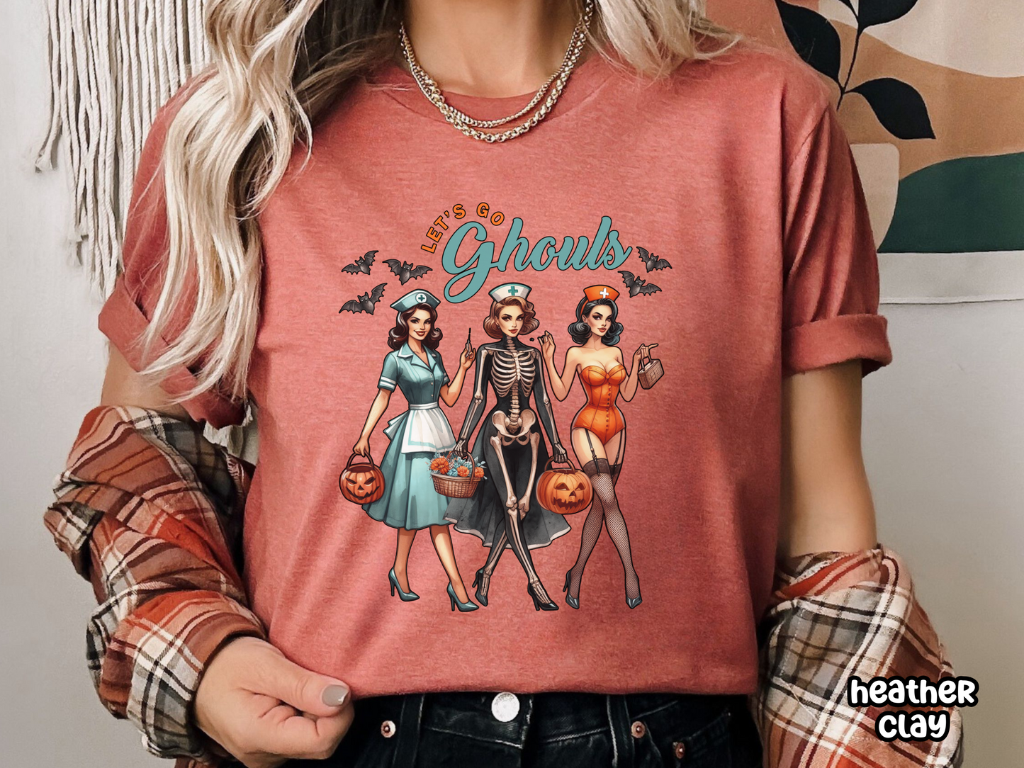 Let's Go Ghouls Nursing Pinup Halloween Tee