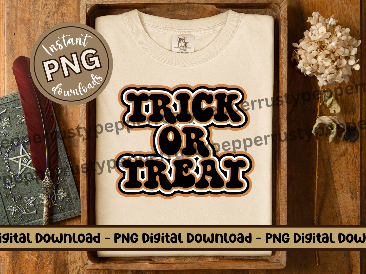 Trick Or Treat Retro Font Halloween PNG File