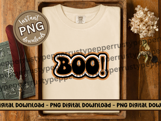 Boo Retro Font Halloween PNG File