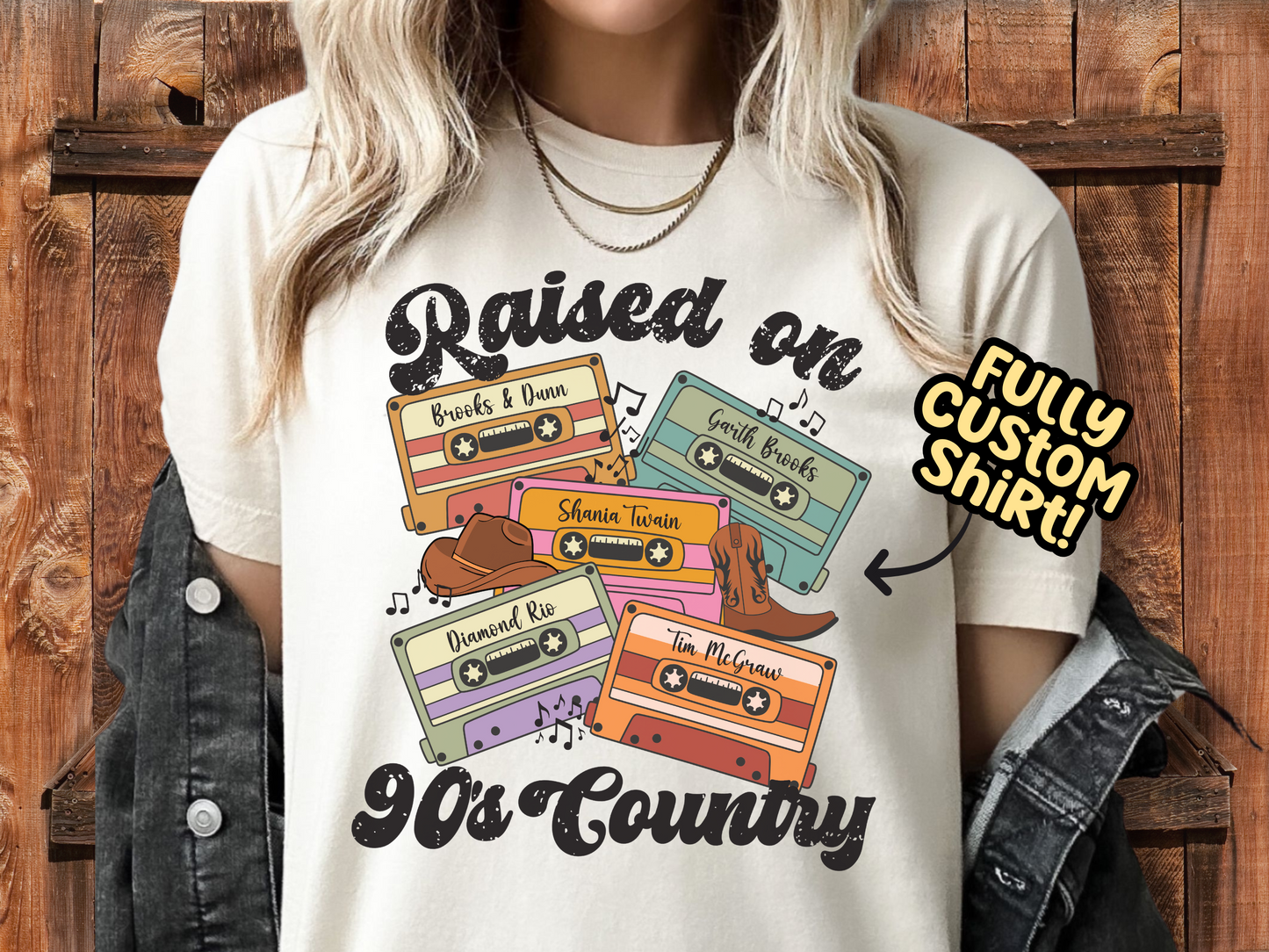 Raised on 90s Country Retro Cassette Tape Fully Custom Music Shirt