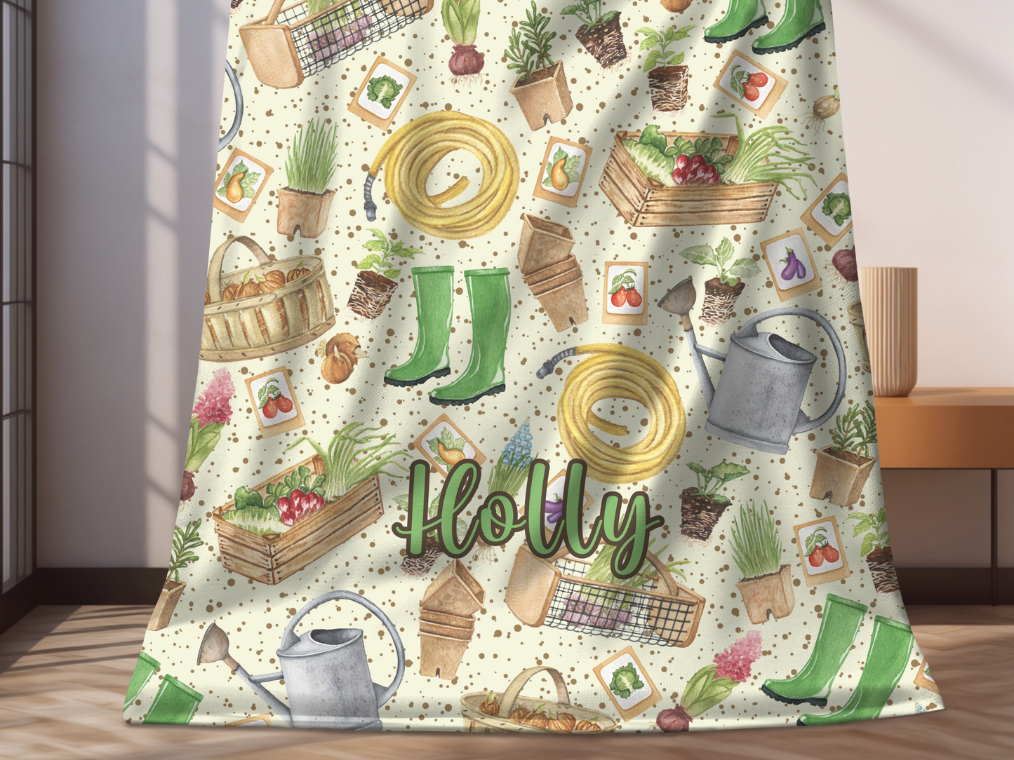 Gardening Green Thumb Custom Name Ultra-Soft Throw Blanket