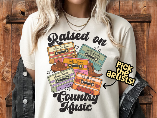 Raised On Country Music Retro Cassette Tape Custom Music Shirt