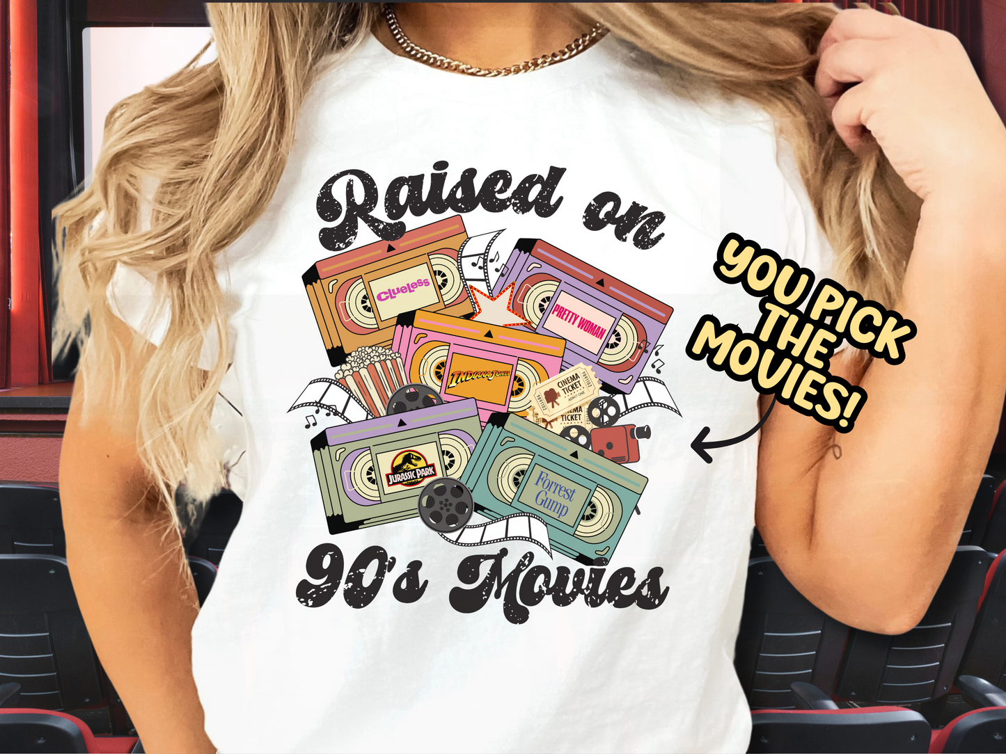 90s Movies Raised on 90s Films VHS Tape Custom Movie Tee