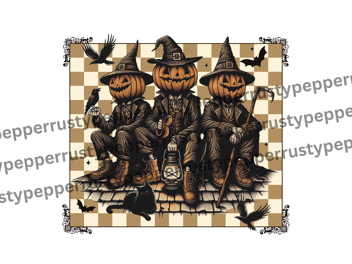 Sleepy Hollow Checkerboard Pumpkinhead PNG File