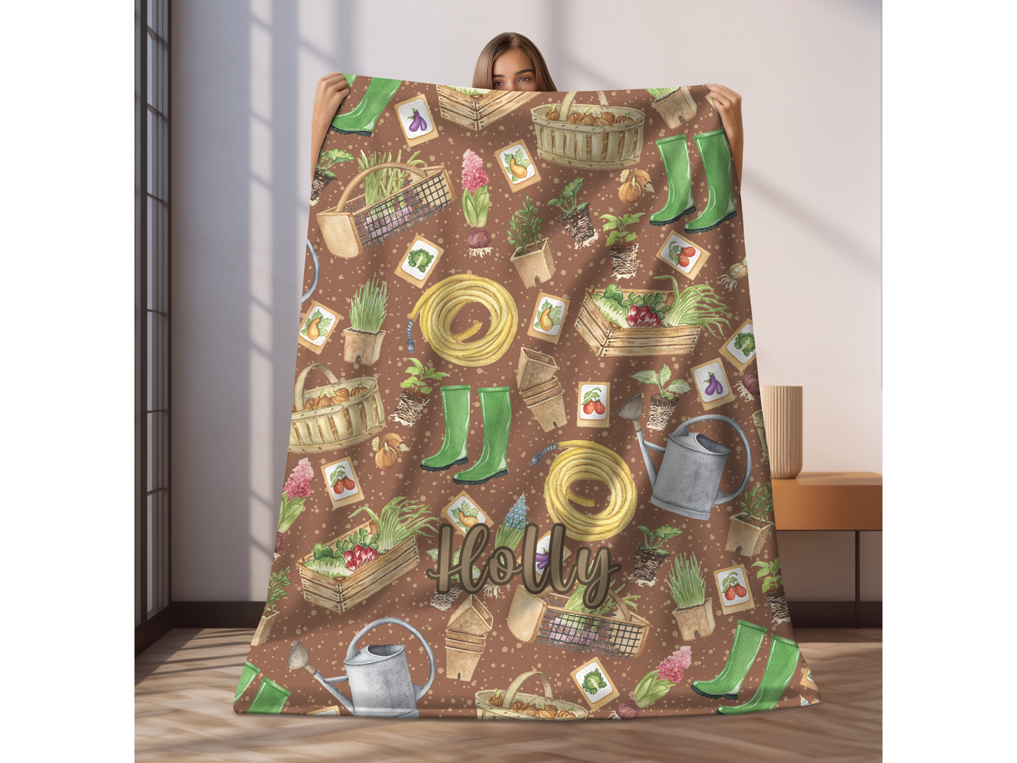 Gardening Lover Custom Name Ultra-Soft Throw Blanket