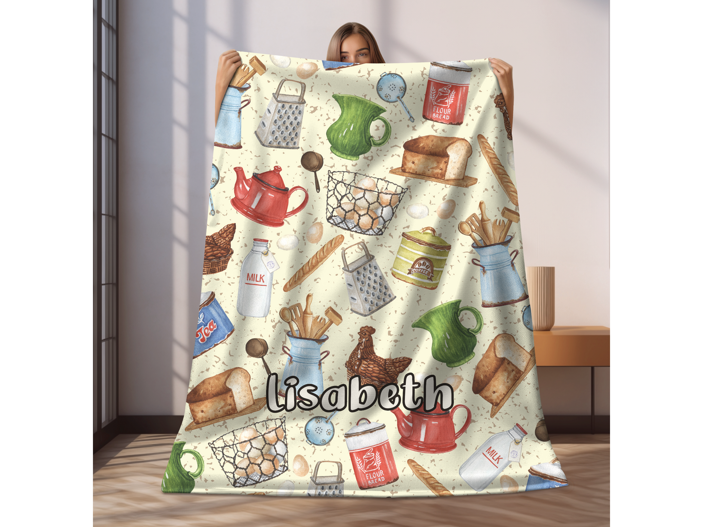 Farmhouse Kitchen Custom Name Ultra-Soft Throw Blanket