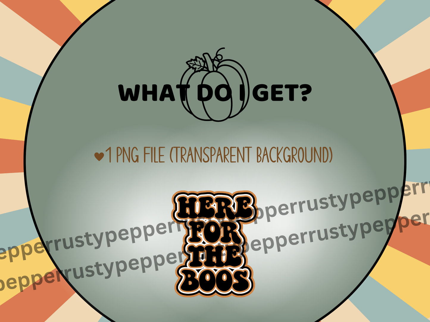 Here For The Boos Retro Font Halloween PNG File