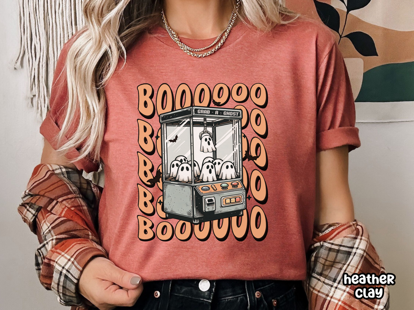 Cute Ghost Claw Machine Arcade Retro Halloween Tee