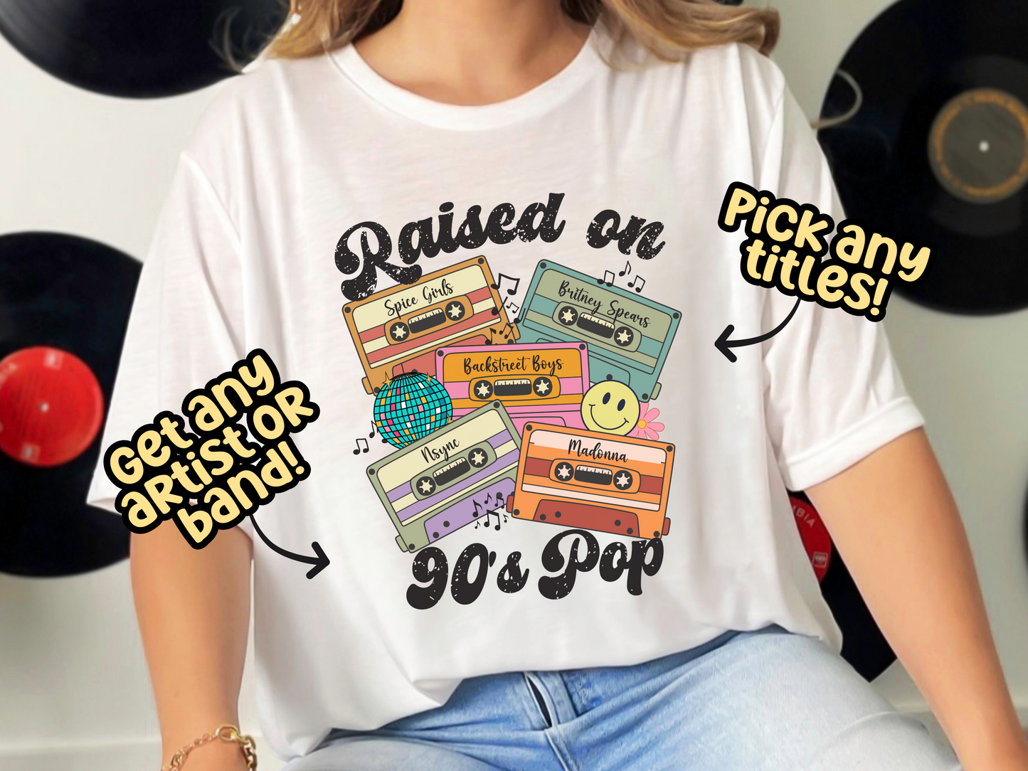 90's Pop Raised on Pop Retro Cassette Tape Fully Custom Music Shirt