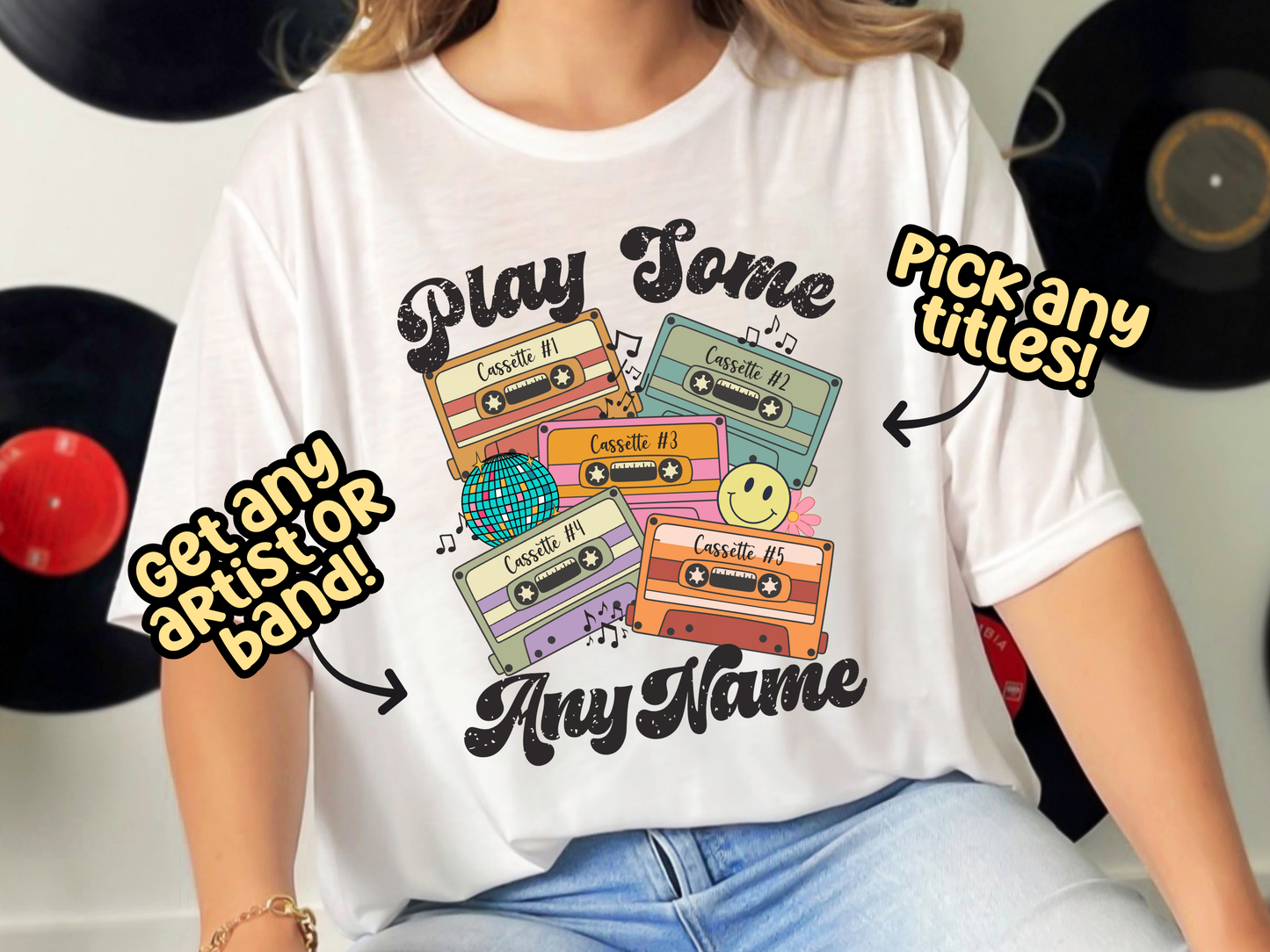 'Any Artist' Play Some Pop Retro Cassette Tape Fully Custom Music Shirt