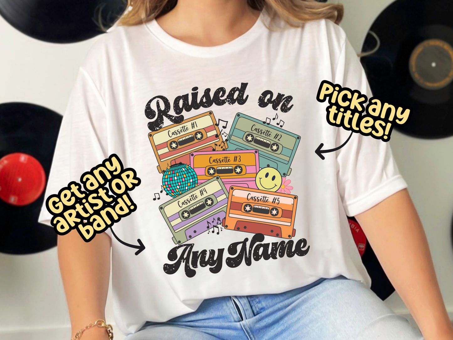 'Any Artist' Raised on Pop Retro Cassette Tape Fully Custom Music Shirt