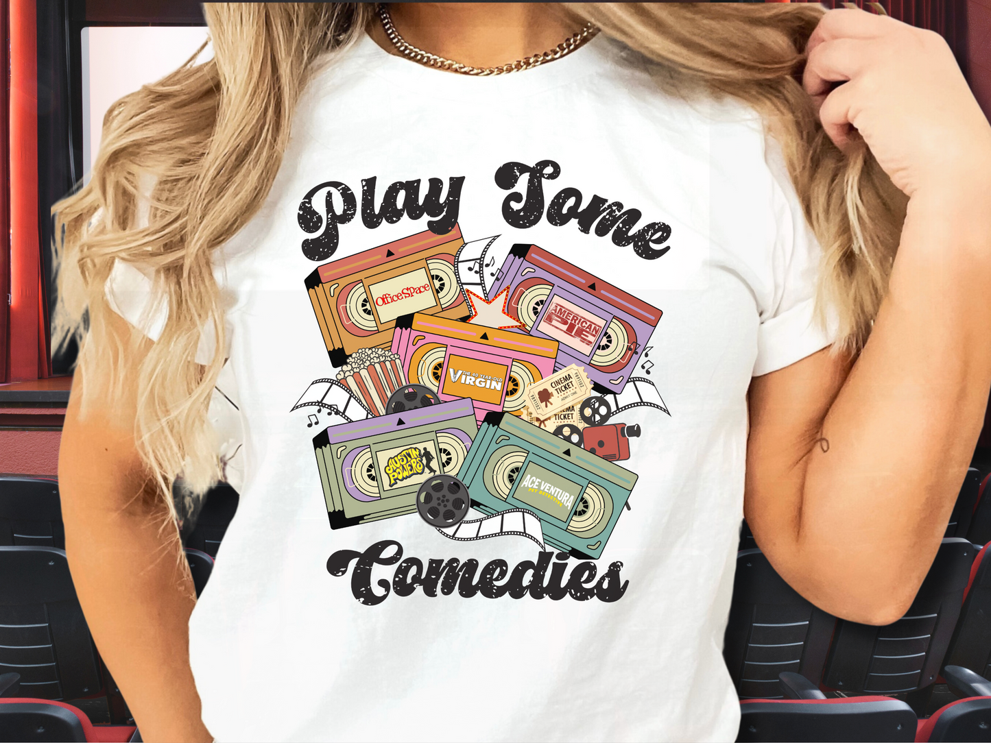 Comedy Movies Play Some Comedies Film VHS Tape Custom Movie Tee