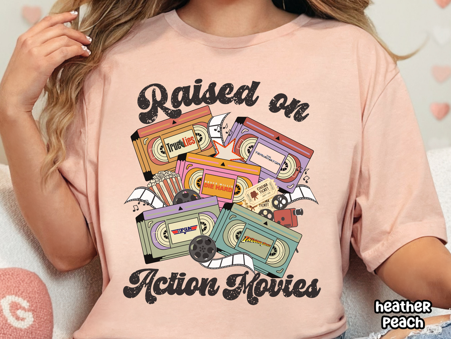 Action Movies Raised on Action Films VHS Tape Custom Movie Tee