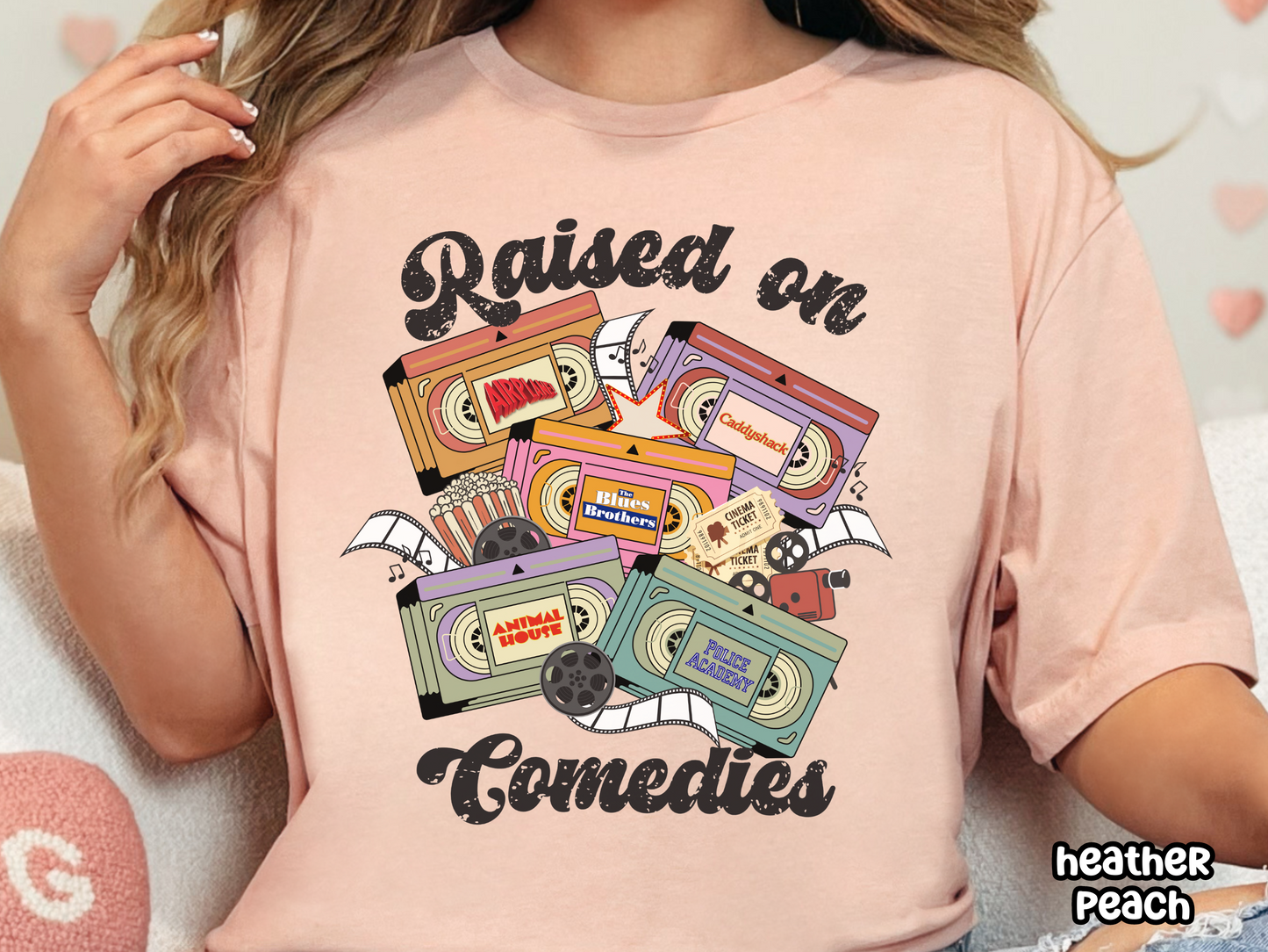 Comedy Movies Raised on Comedies Film VHS Tape Custom Movie Tee