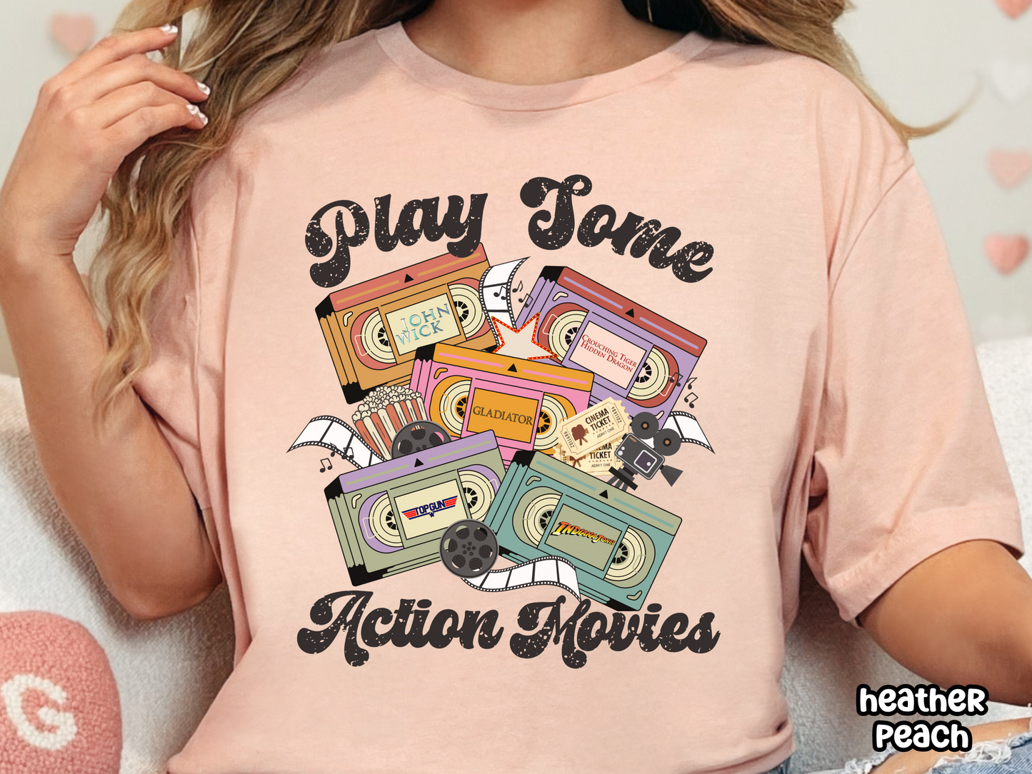 Action Movies Play Some Action Films VHS Tape Custom Movie Tee