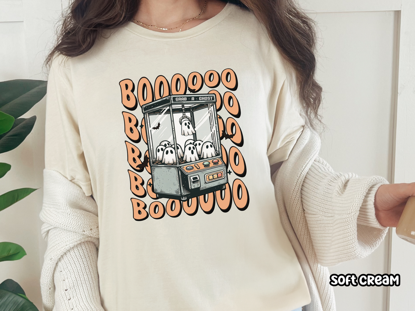 Cute Ghost Claw Machine Arcade Retro Halloween Tee