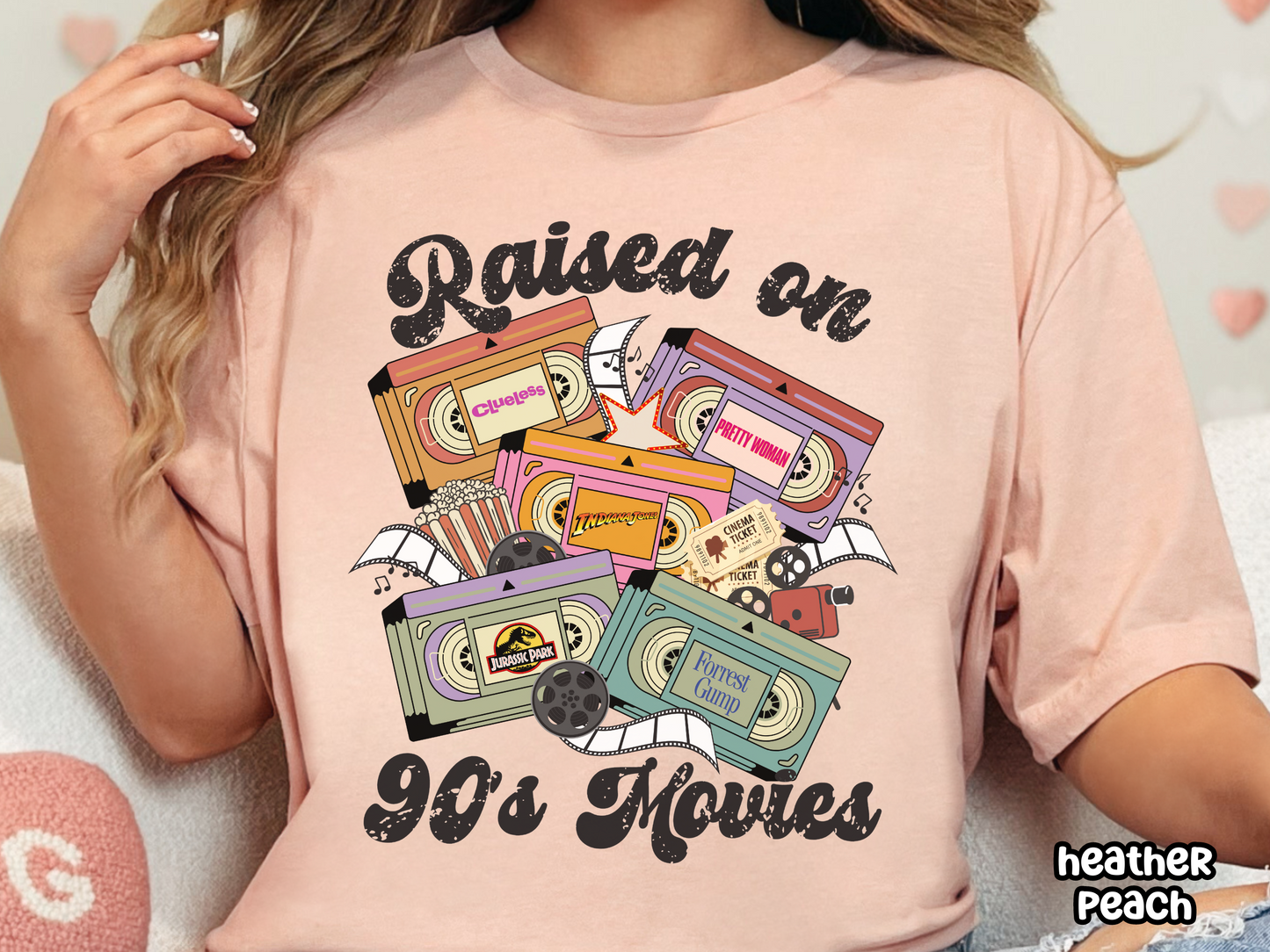 90s Movies Raised on 90s Films VHS Tape Custom Movie Tee