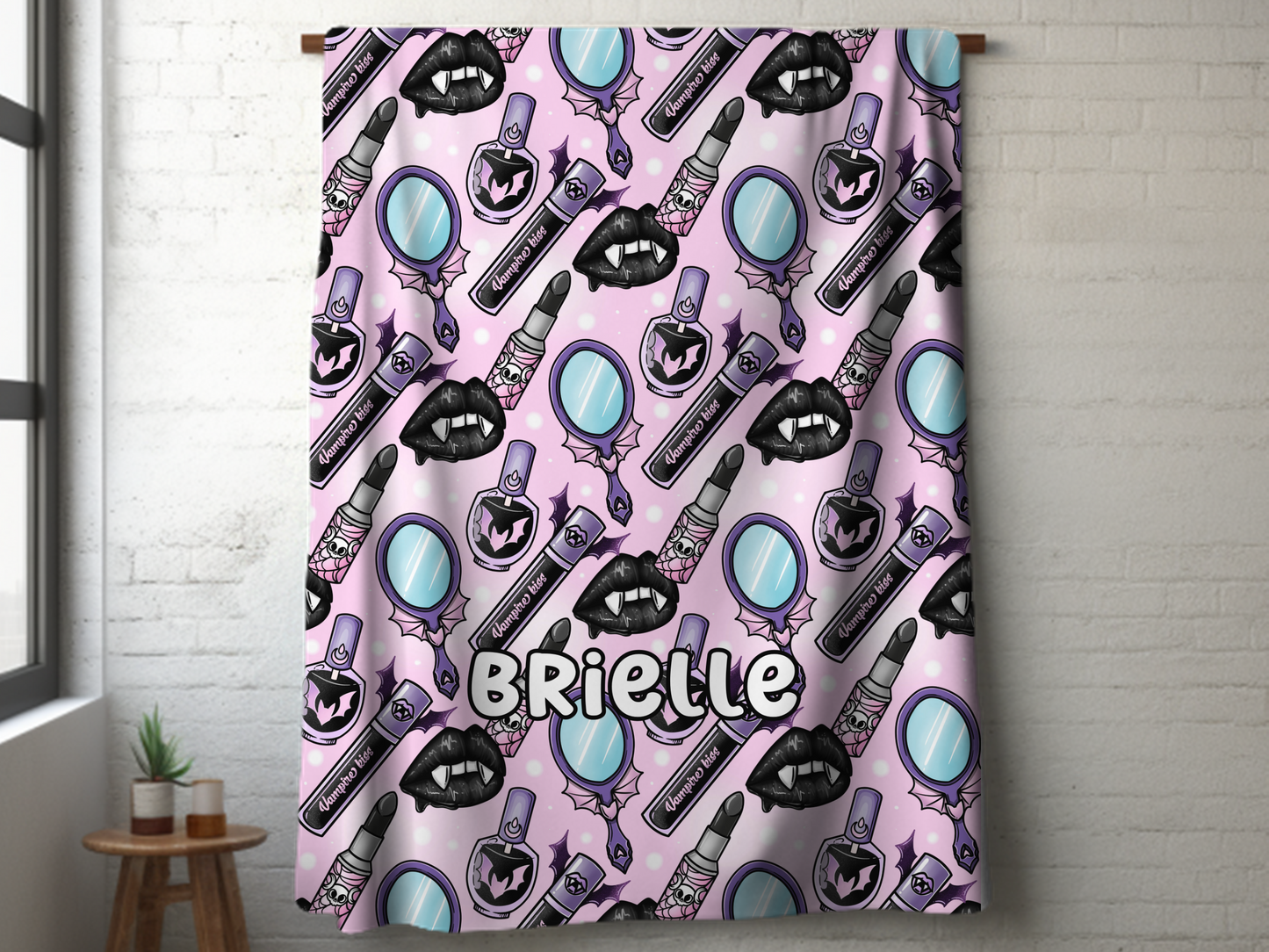 Girly Gothic Makeup Custom Name Ultra-Soft Throw Blanket