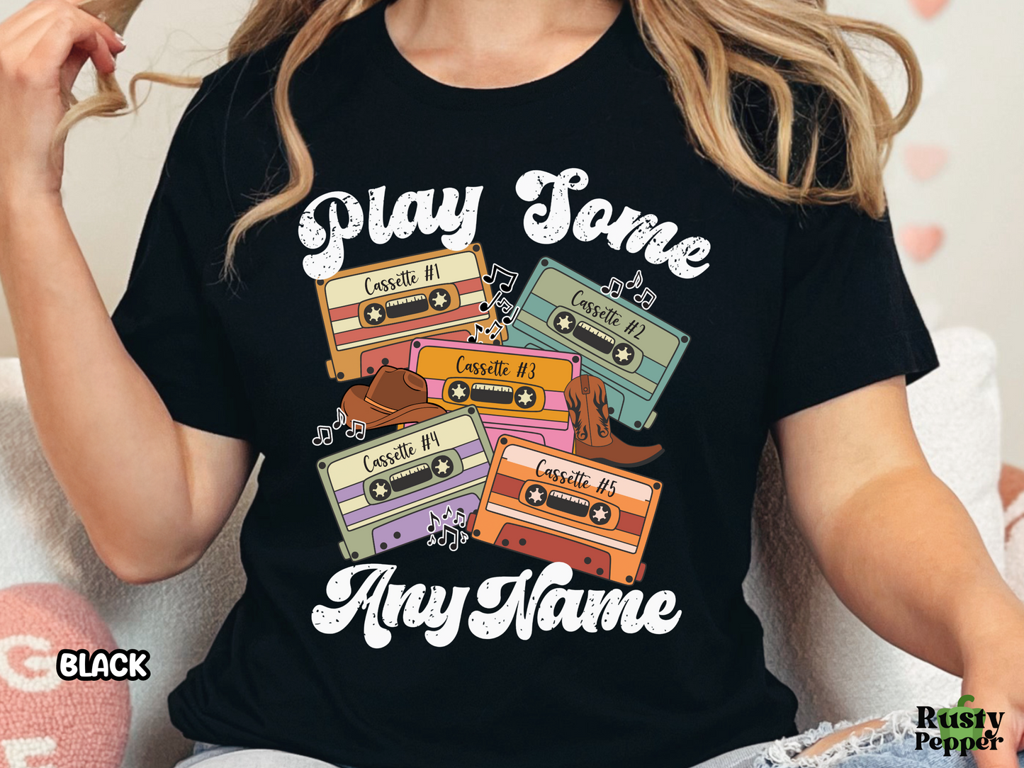 Play Some 'Any Artist' Retro Cassette Tape Fully Custom Music Shirt