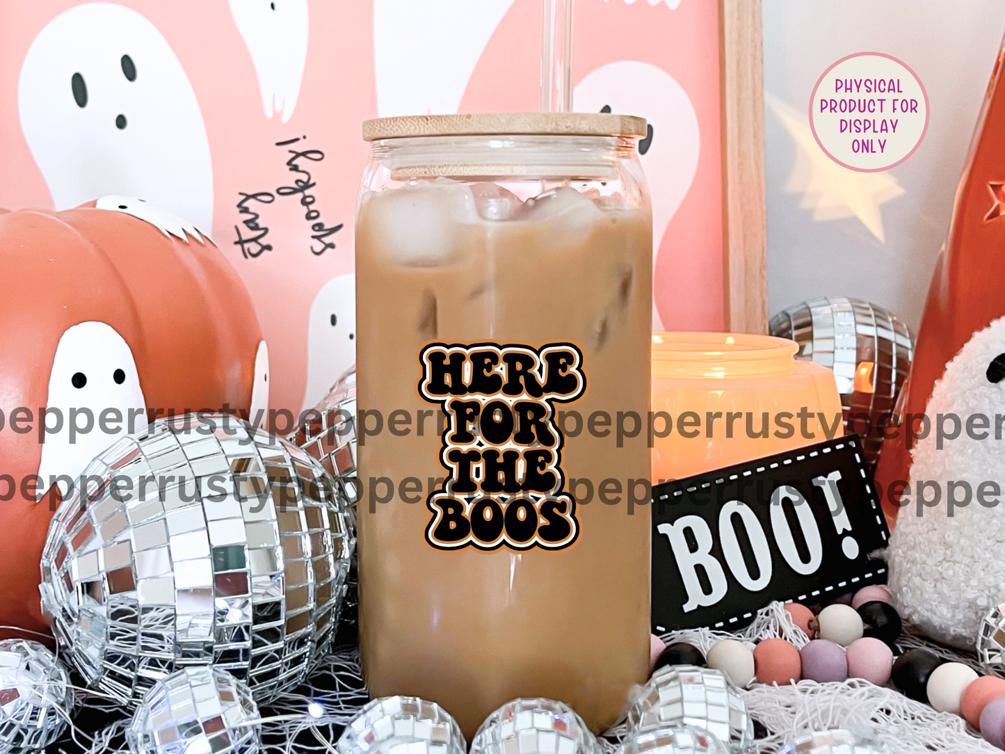 Here For The Boos Retro Font Halloween PNG File