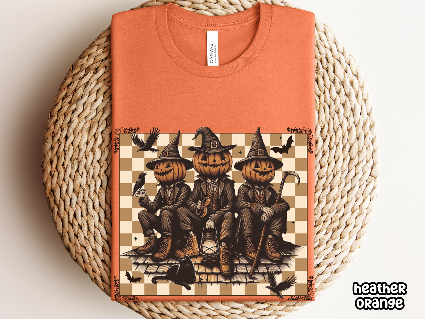 Jack-o-Lantern Pumpkinhead Checkerboard Halloween Shirt