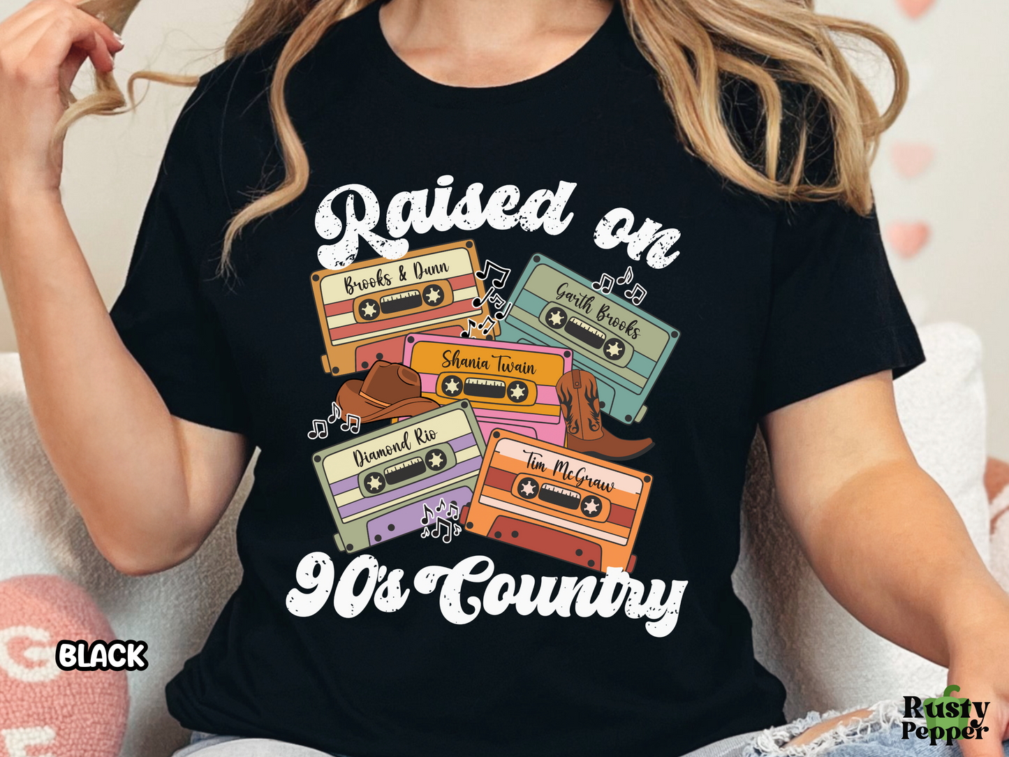 Raised on 90s Country Retro Cassette Tape Fully Custom Music Shirt