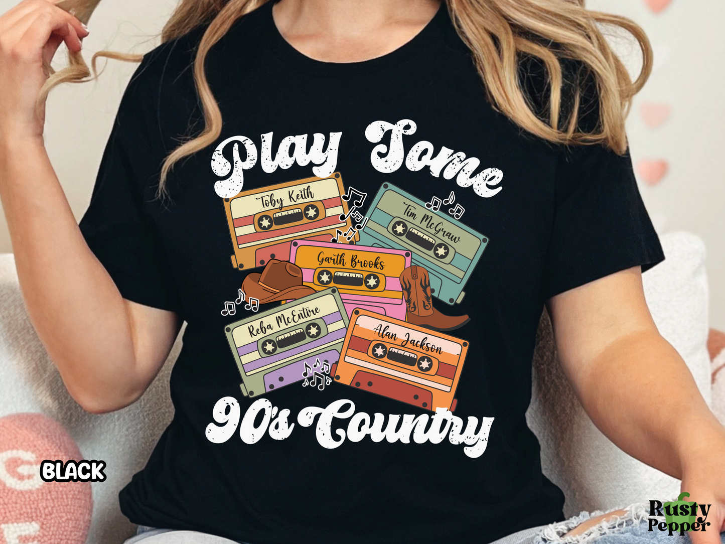 Play Some 90s Country Retro Cassette Tape Fully Custom Music Shirt