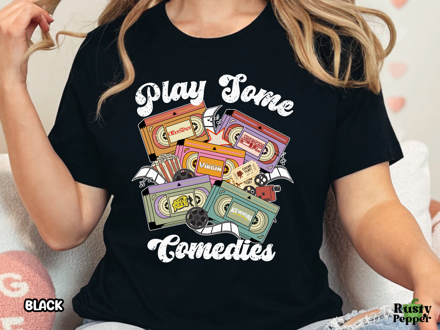 Comedy Movies Play Some Comedies Film VHS Tape Custom Movie Tee