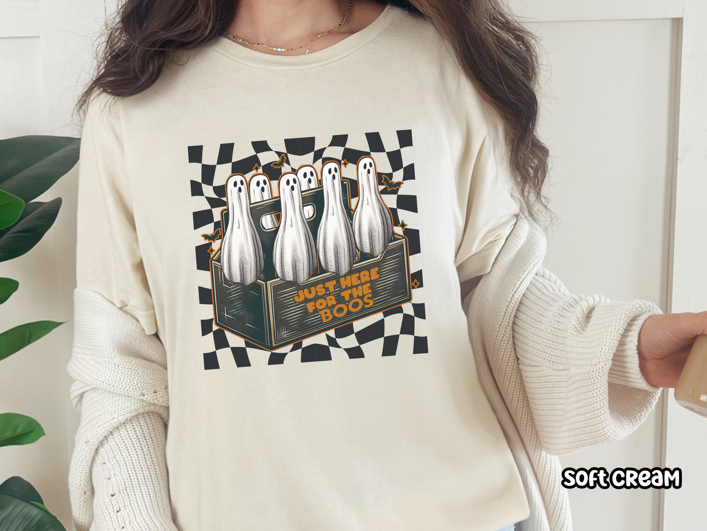 Here For The Boos Ghost Beer Bottle Funny Drinking Tee