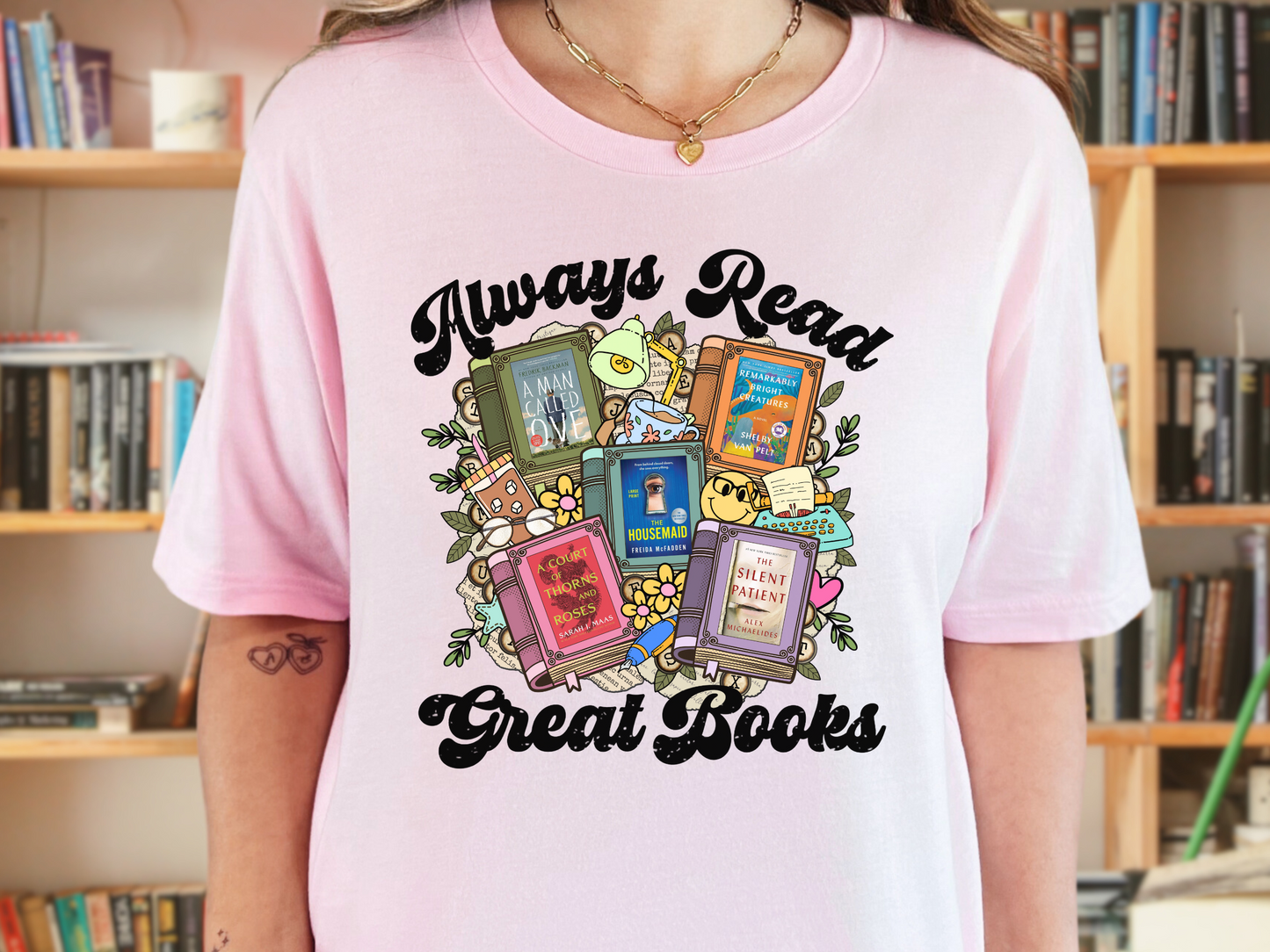 Always Read Great Books Custom Book Cover Bookish Shirt