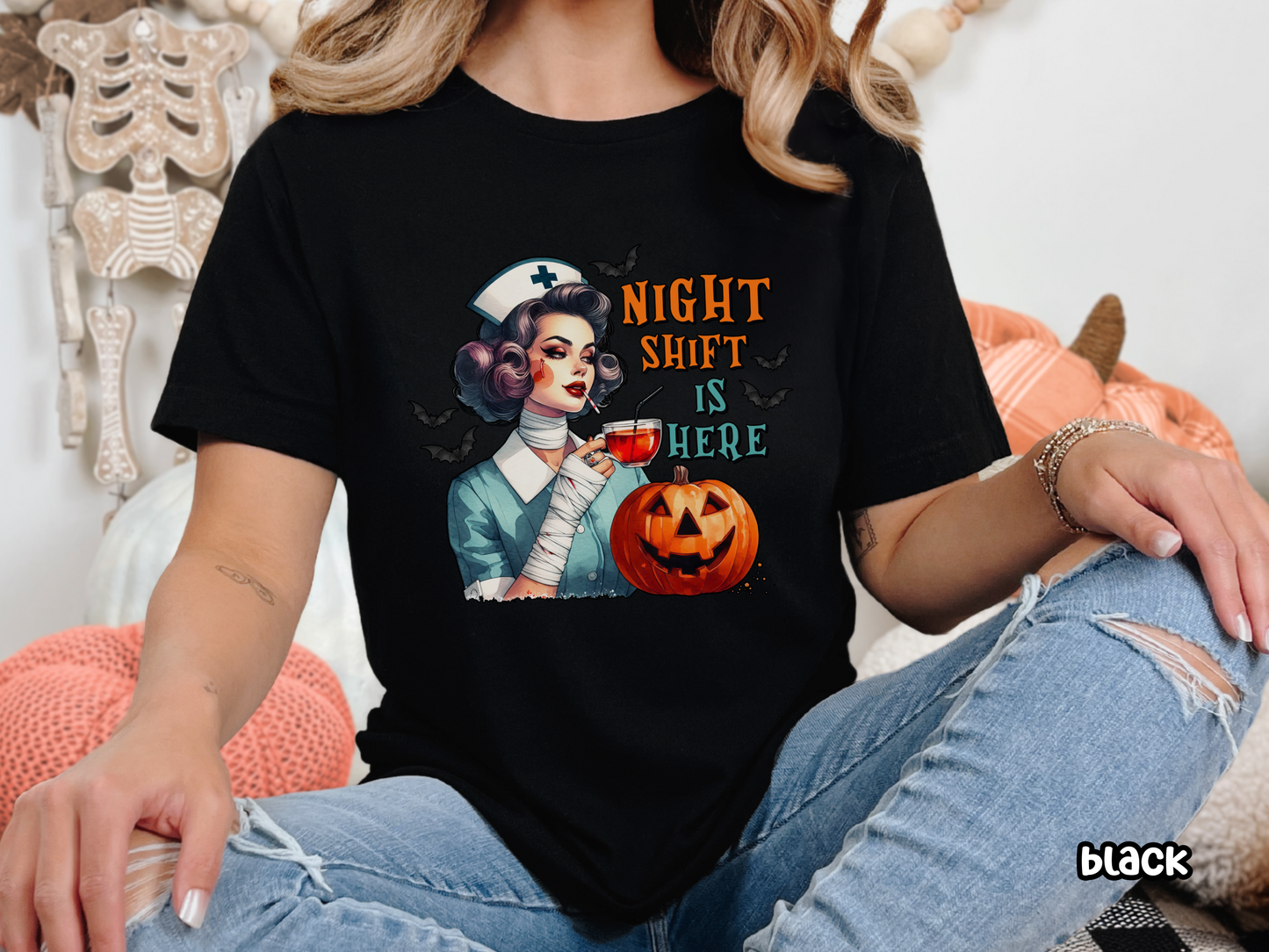 Night Shift Nurse Vintage Style Halloween Shirt