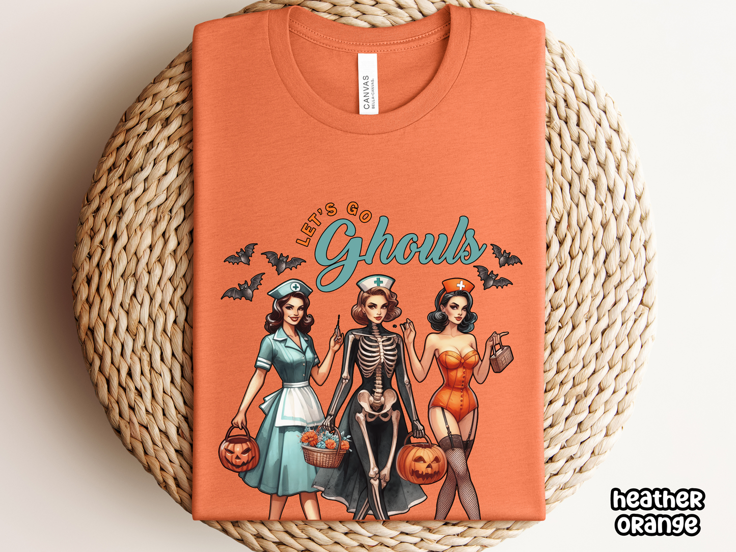 Let's Go Ghouls Nursing Pinup Halloween Tee