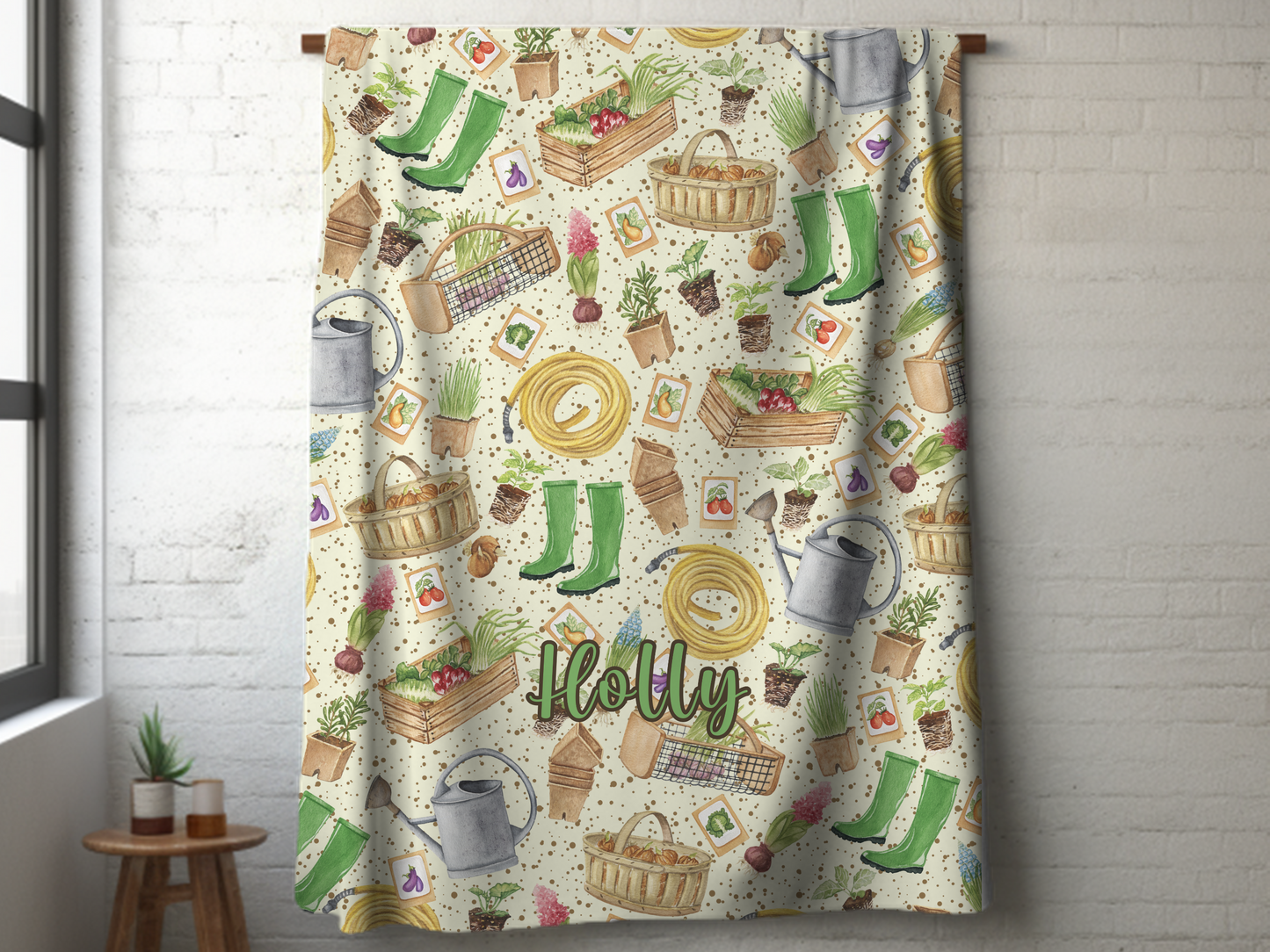 Gardening Green Thumb Custom Name Ultra-Soft Throw Blanket