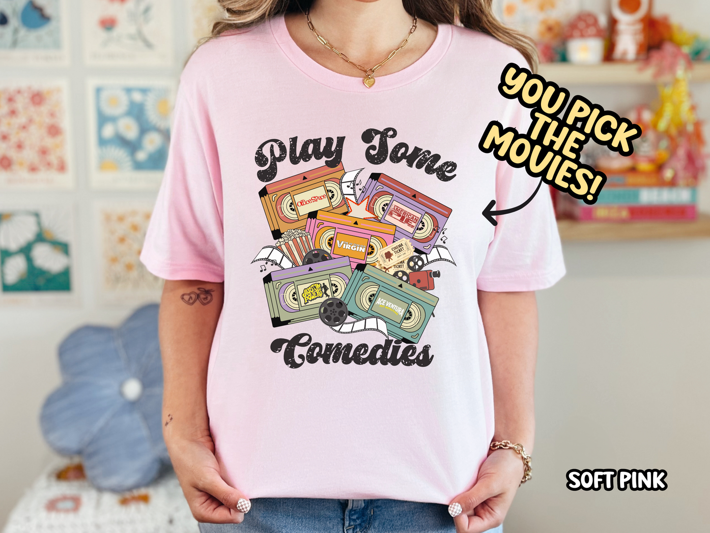 Comedy Movies Play Some Comedies Film VHS Tape Custom Movie Tee