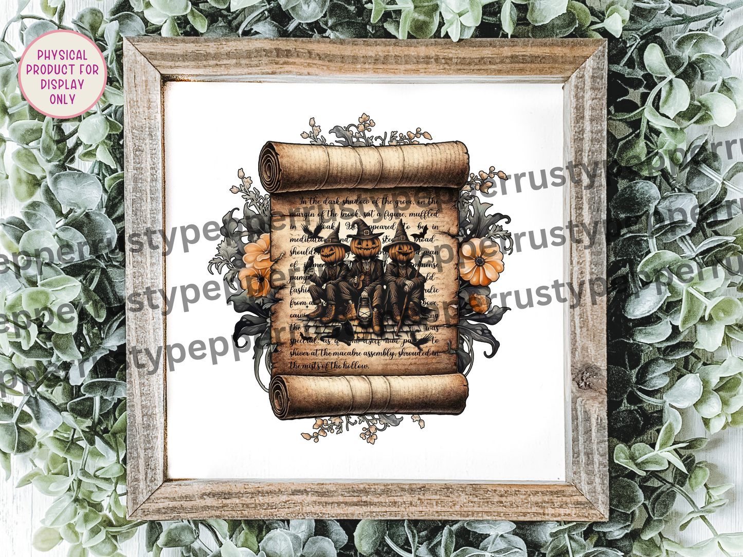 Sleepy Halloween Victorian Pumpkin Scroll PNG File