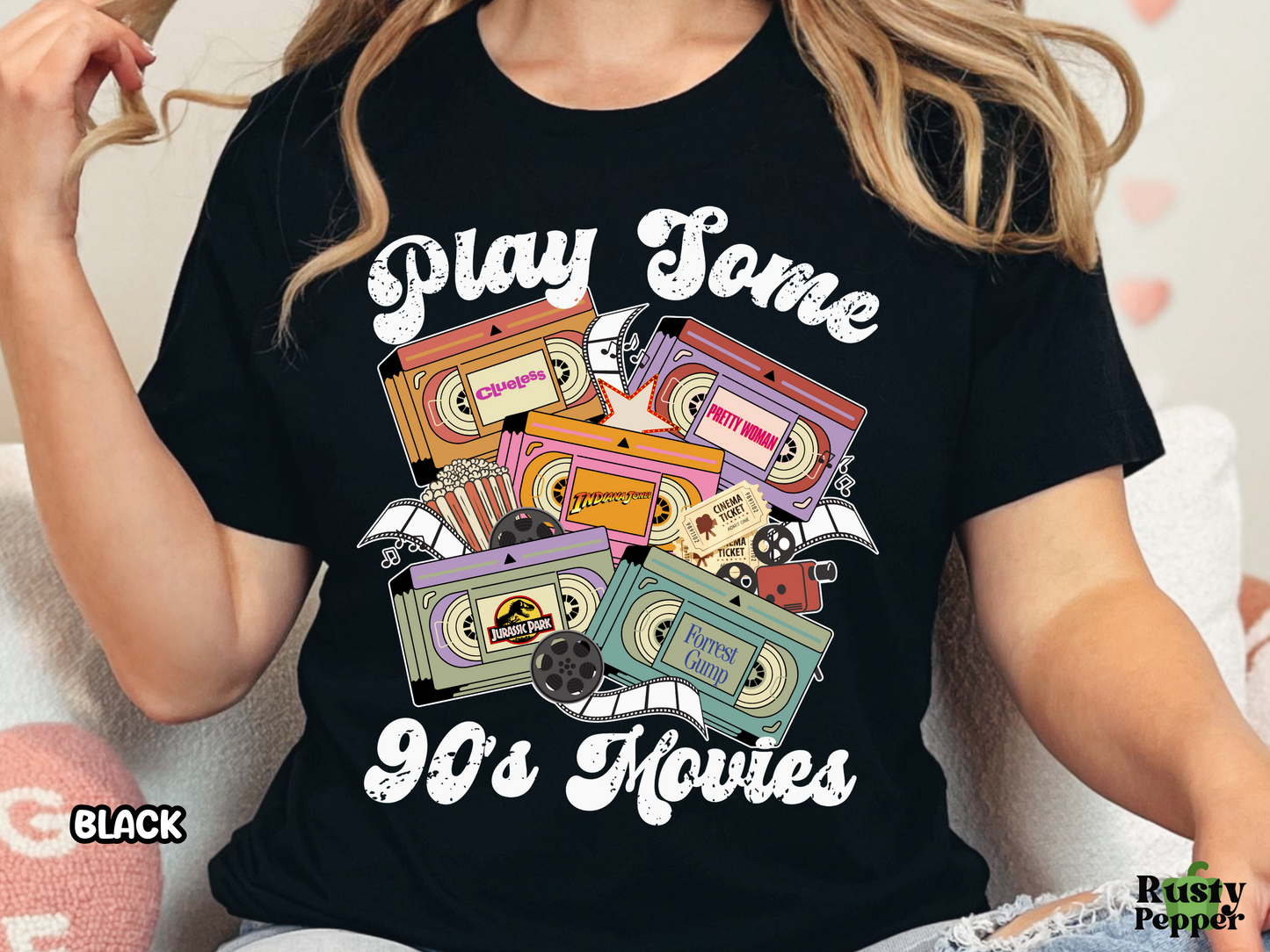 90s Movies Play Some 90s Films VHS Tape Custom Movie Tee