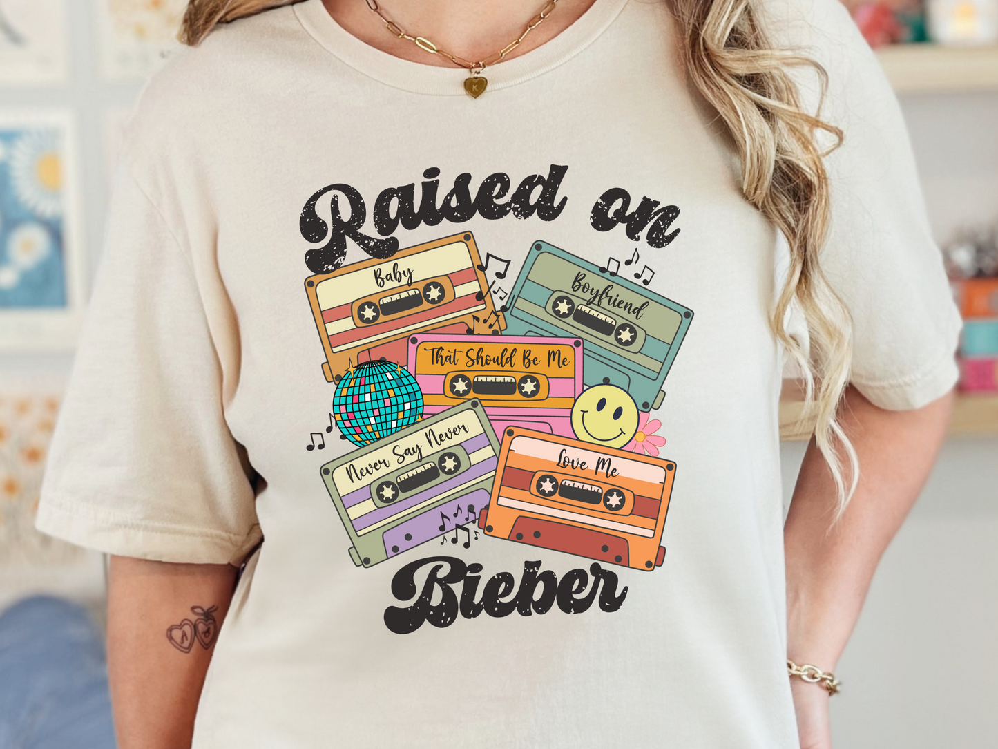 Bieber Raised on Pop Retro Cassette Tape Fully Custom Music Shirt