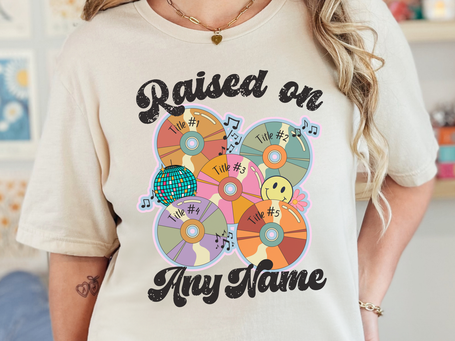 'Any Artist' Raised on Pop Retro CD Fully Custom Music Shirt