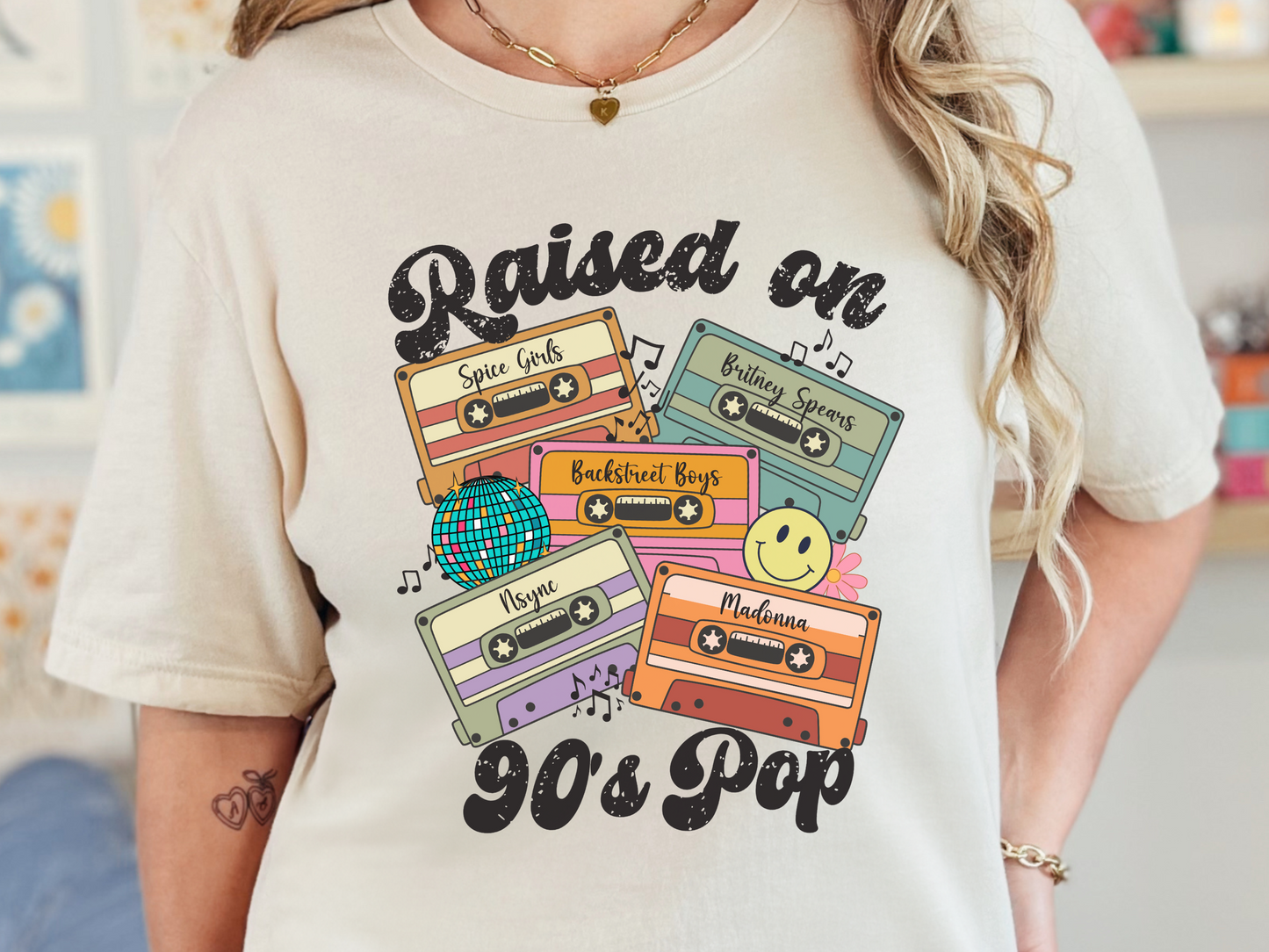 90's Pop Raised on Pop Retro Cassette Tape Fully Custom Music Shirt