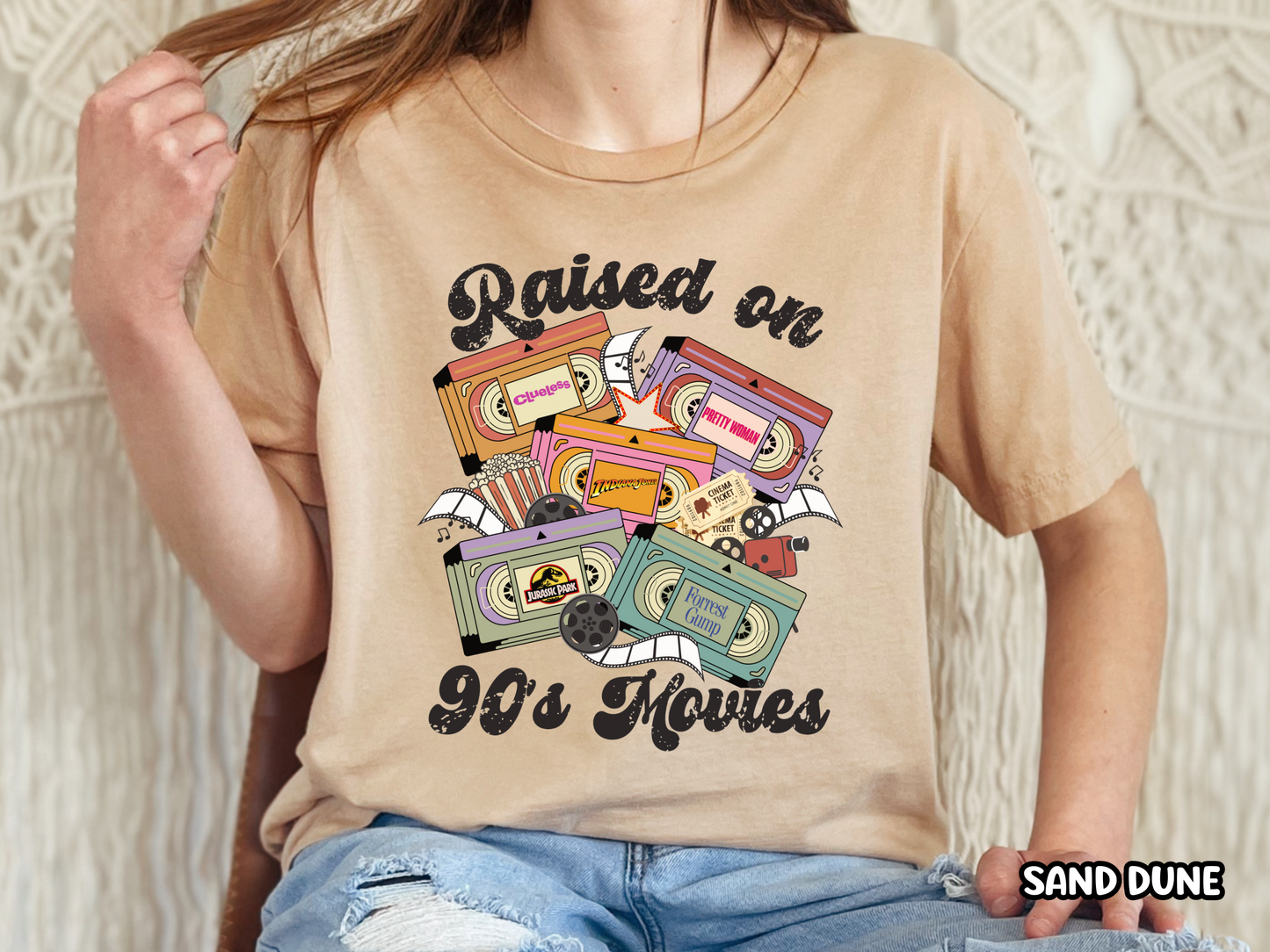 90s Movies Raised on 90s Films VHS Tape Custom Movie Tee