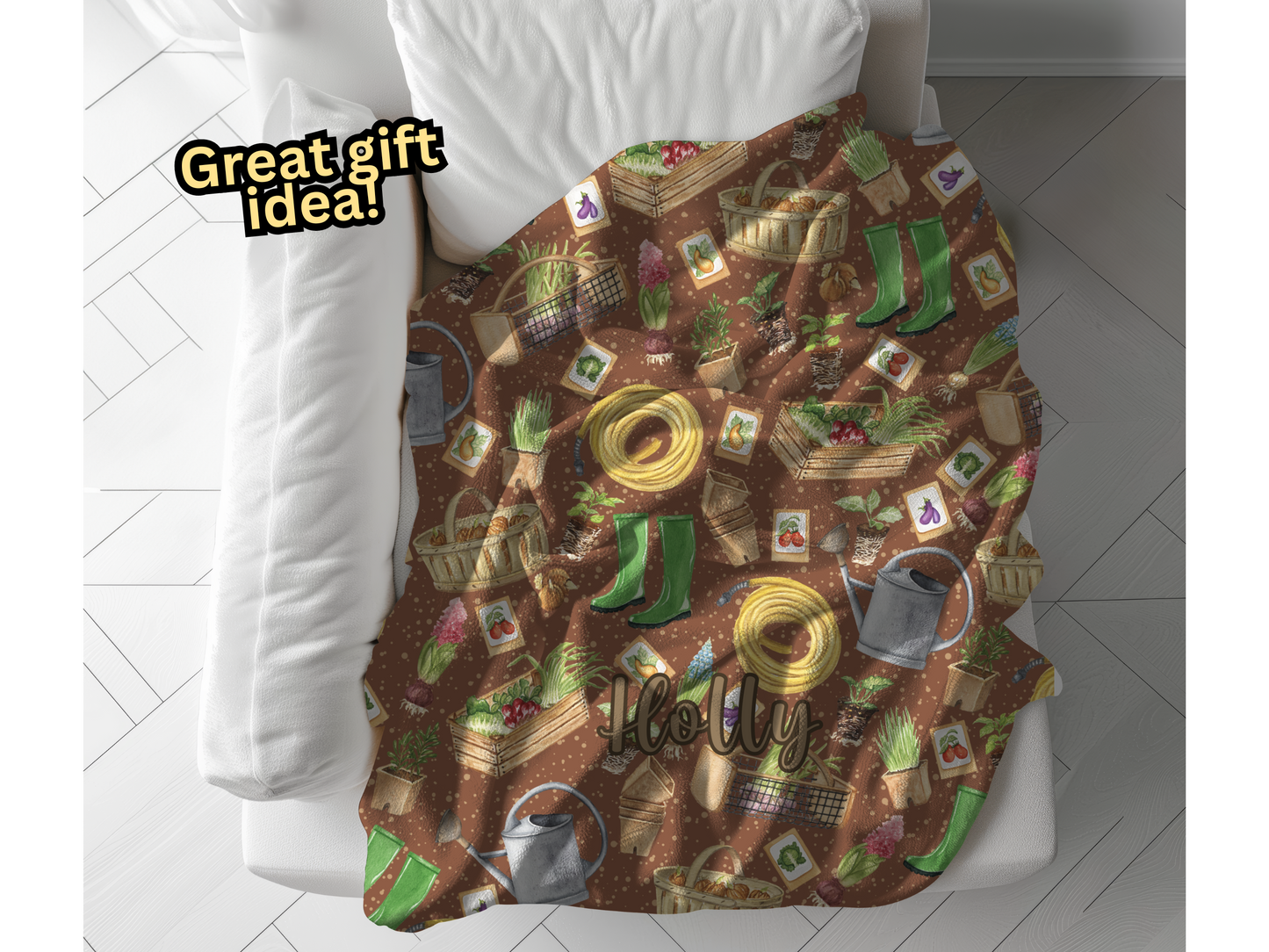 Gardening Lover Custom Name Ultra-Soft Throw Blanket