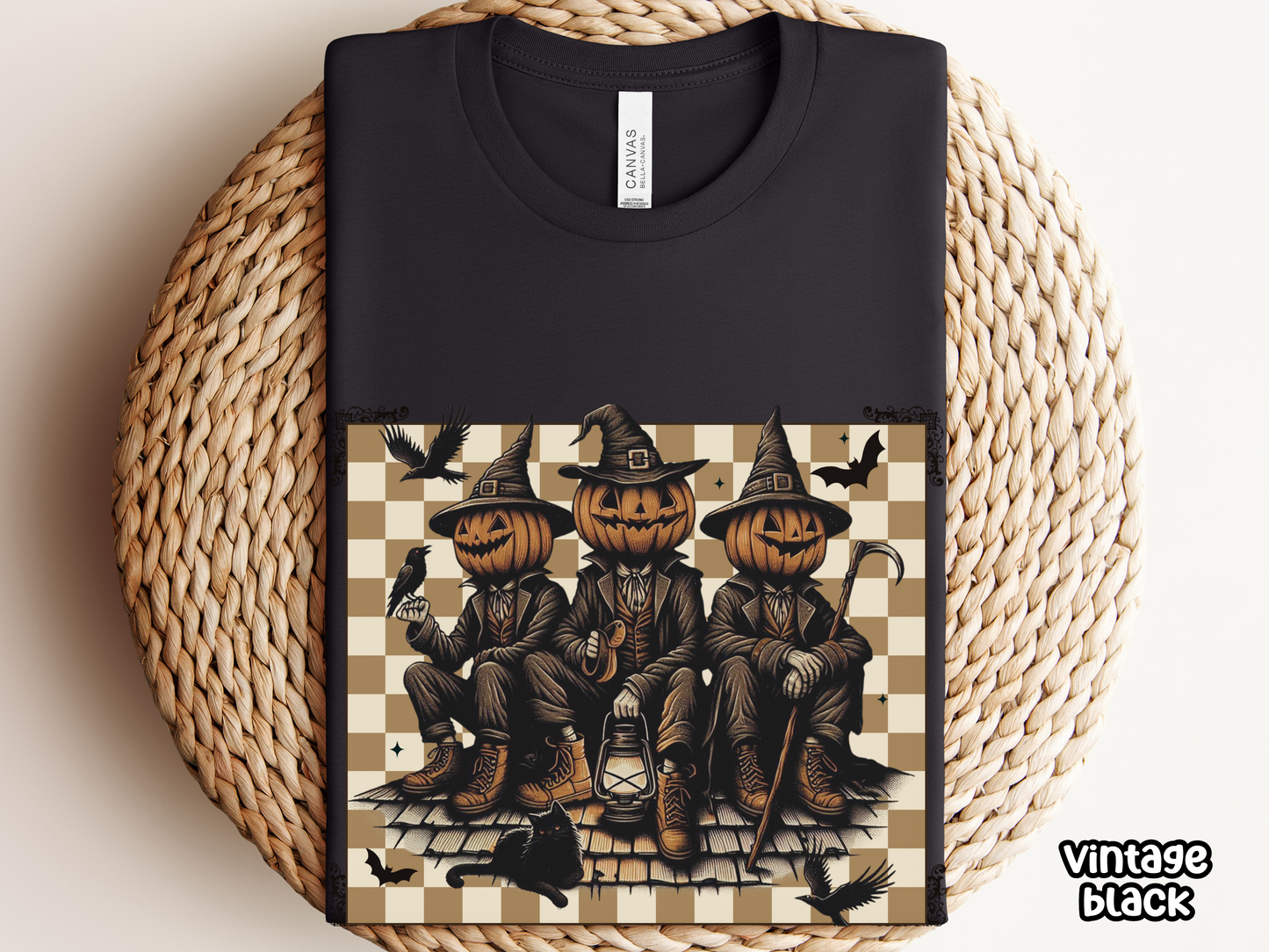 Jack-o-Lantern Pumpkinhead Checkerboard Halloween Shirt